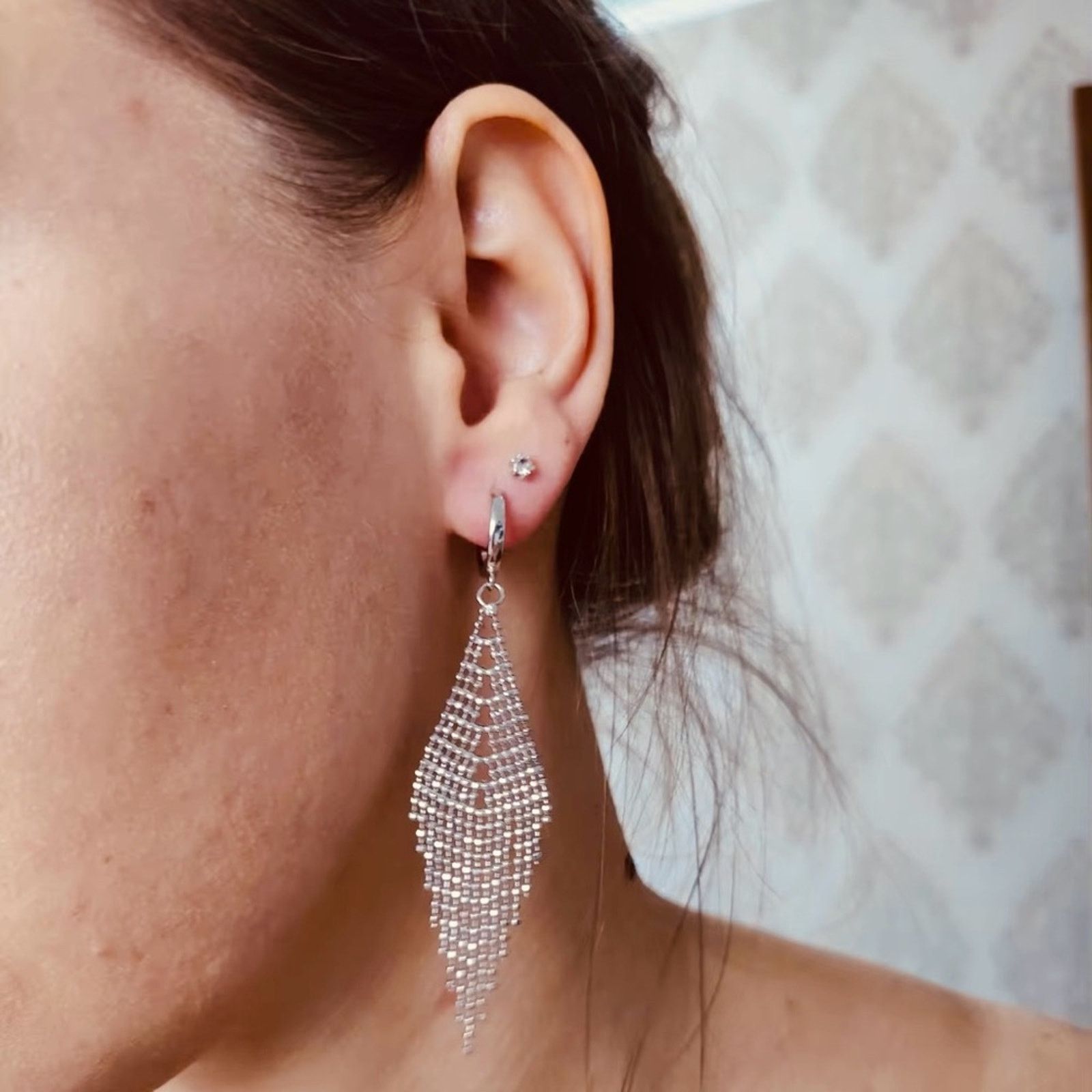 Other New 925 Sterling Silver Long Tassel Earrings Beads Earrings Size ONE SIZE - 2 Thumbnail