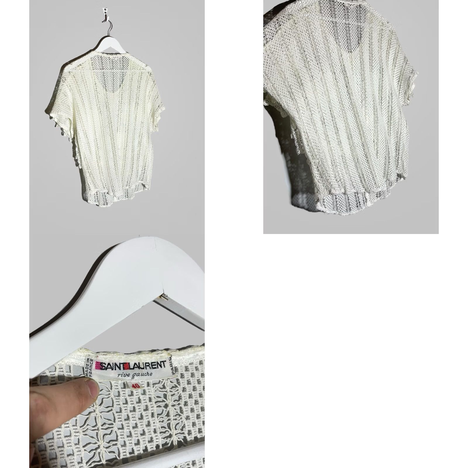 Yves Saint Laurent Vintage Saint Laurent Lace Blouse White Boho Top Size 40 Made in France Size S / US 4 / IT 40 - 9 Thumbnail