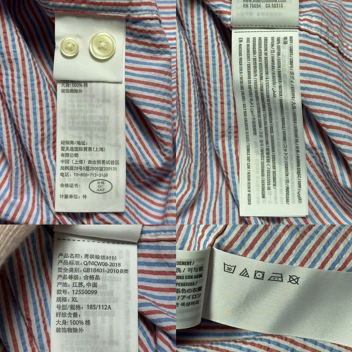 Abercrombie & Fitch Abercrombie & Fitch Striped Button Up Shirt Size US XL / EU 56 / 4 - 14 Thumbnail