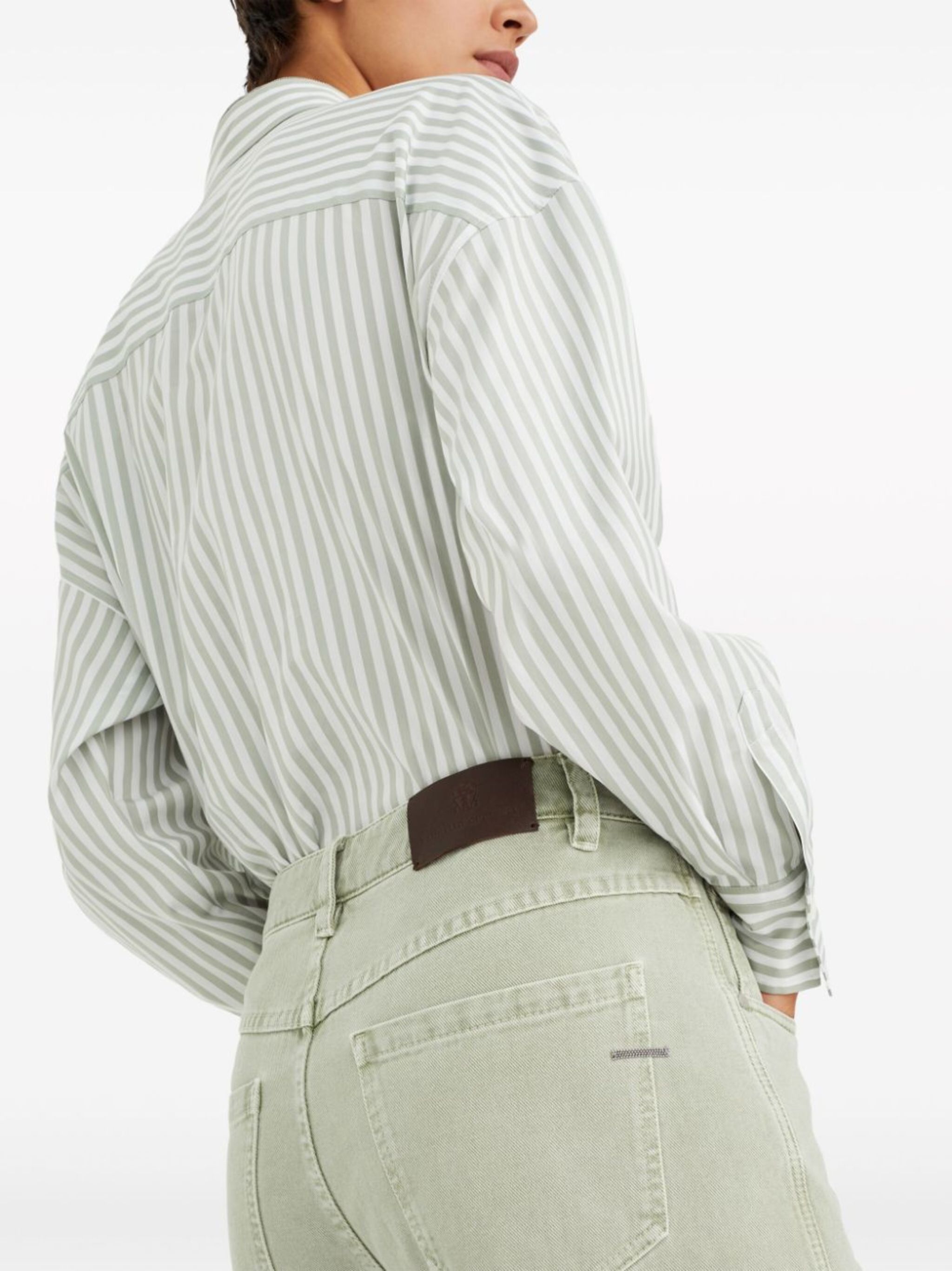 Brunello Cucinelli o1w1db10825 Woman Dyed Pants in Light Pastel Green Size 30" / US 8 / IT 44 - 3 Thumbnail