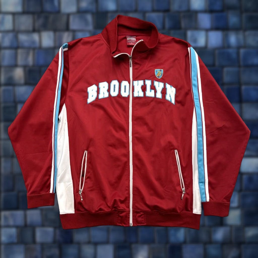 Express VINTAGE Brooklyn Xpress Mens Track Jacket Full Zip Embroidered XL Red Size US XL / EU 56 / 4 - 1 Thumbnail