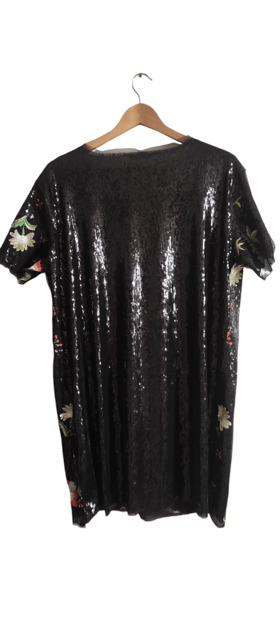 Zara ZARA Sequin Embroidered Flowers Short Sleeve Party Dress Size L / US 10 / IT 46 - 3 Thumbnail