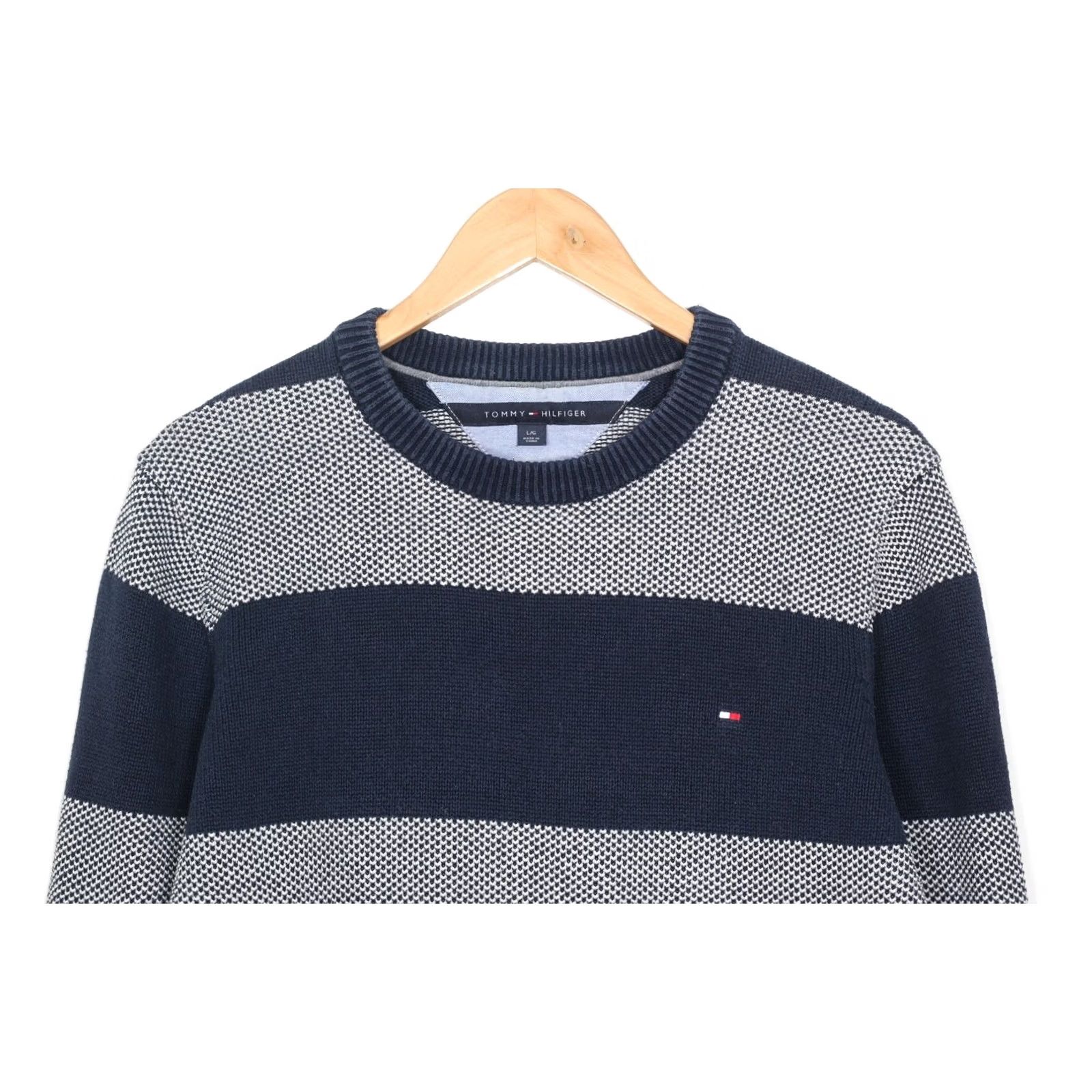 Tommy Hilfiger Tommy Hilfiger Jumper Men L Crew Neck Striped Cotton Blue Classic Pullover Size US L / EU 52-54 / 3 - 2 Thumbnail