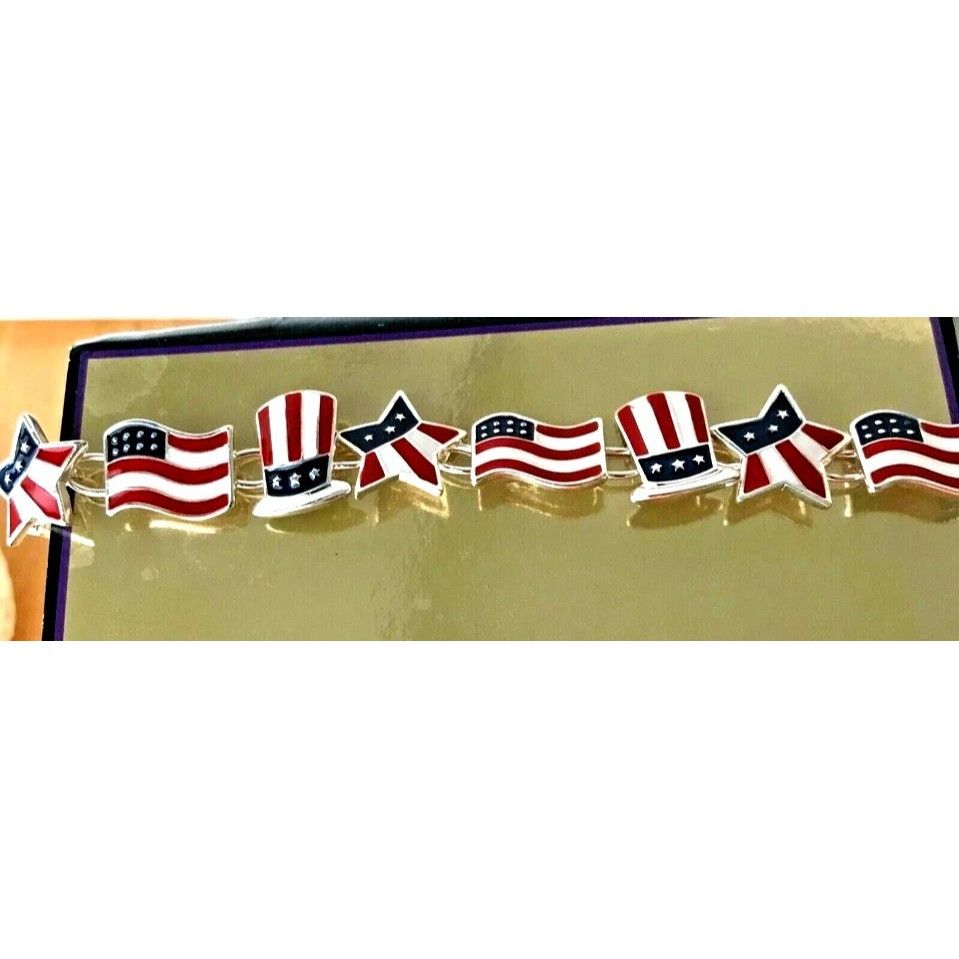 Handmade Patriotic Bracelet American Flag Uncle Sam Hat Stars Magneti Size ONE SIZE - 2 Thumbnail