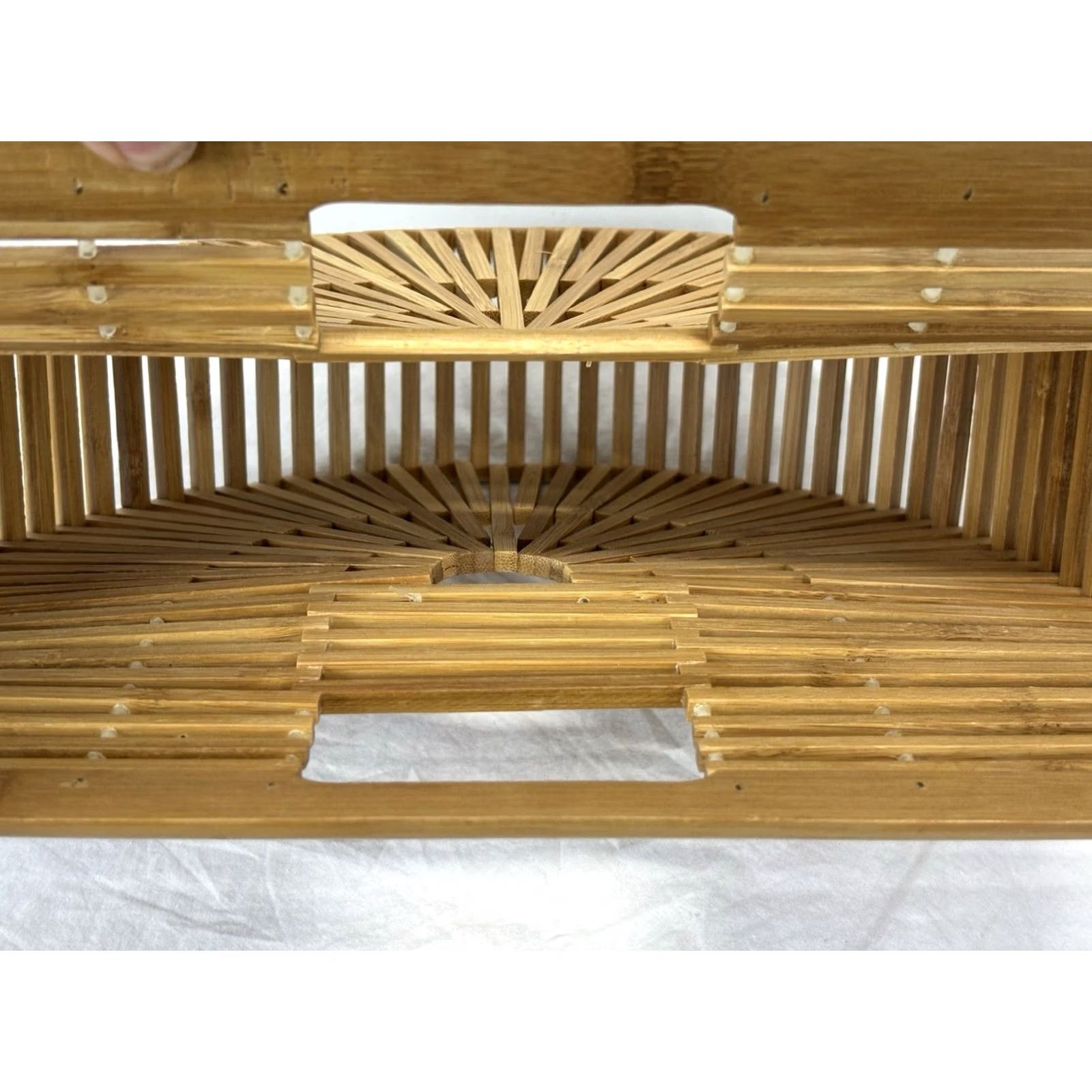 Vintage Bamboo Boho Crescent Half Moon Arc Slatted Beach Clutch Handbag Purse Bag Size ONE SIZE - 4 Thumbnail