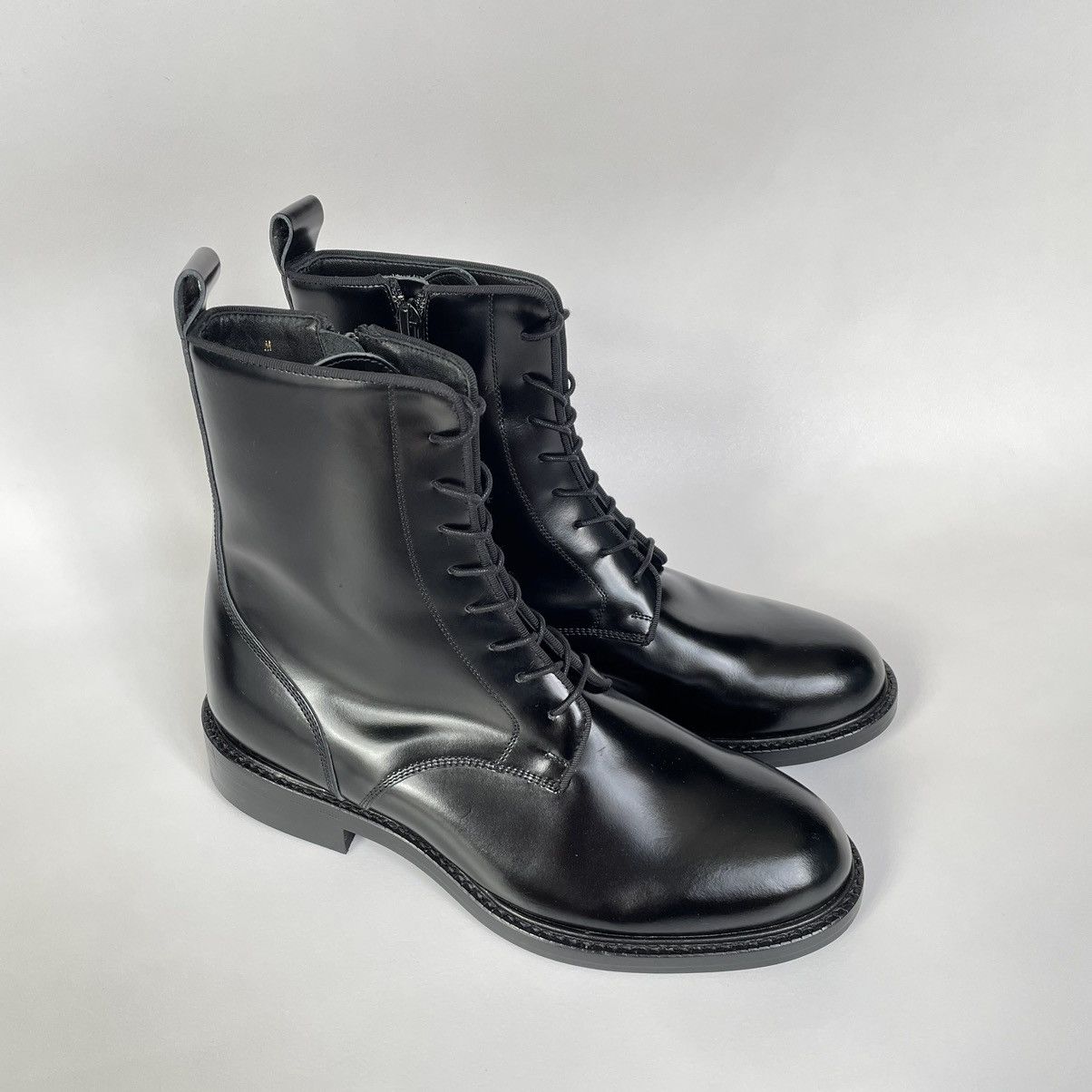 Junya Watanabe Black Leather ‘Officer’ Combat Boots | Grailed