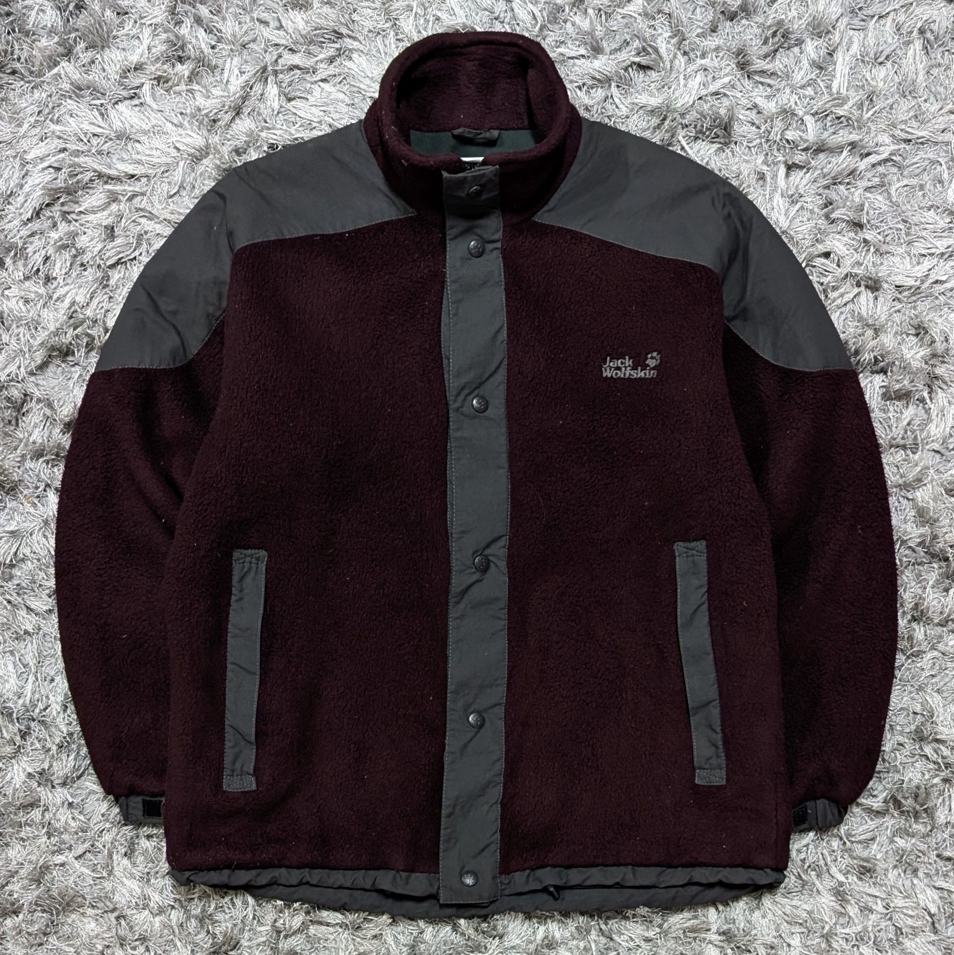 Jack Wolfskins Mens Fleece Jacket Button On Winter Coat