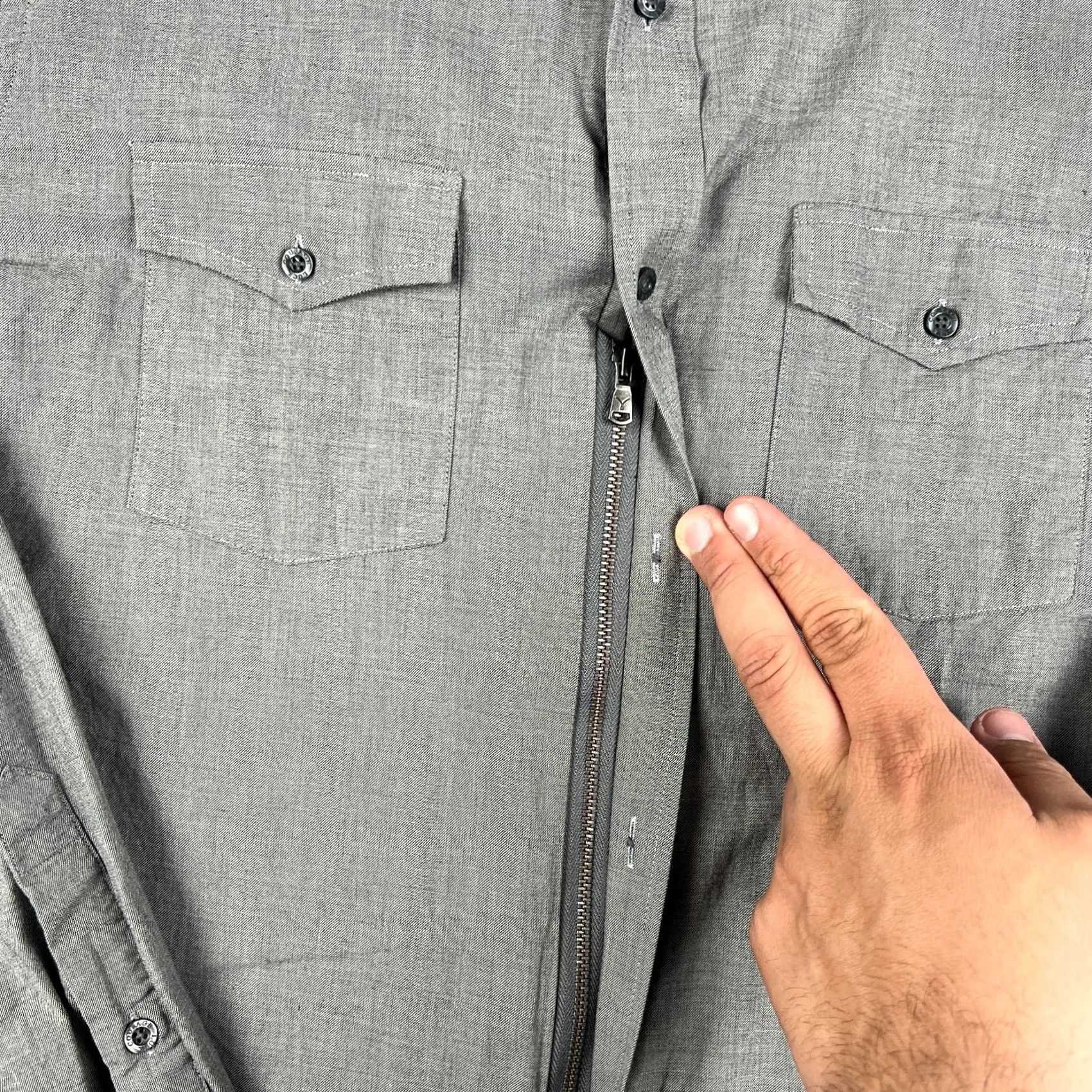 Vintage Teddy Stratford NYC Shirt Long Sleeve Button Zip Mens Medium / Large Grey Size US M / EU 48-50 / 2 - 4 Thumbnail