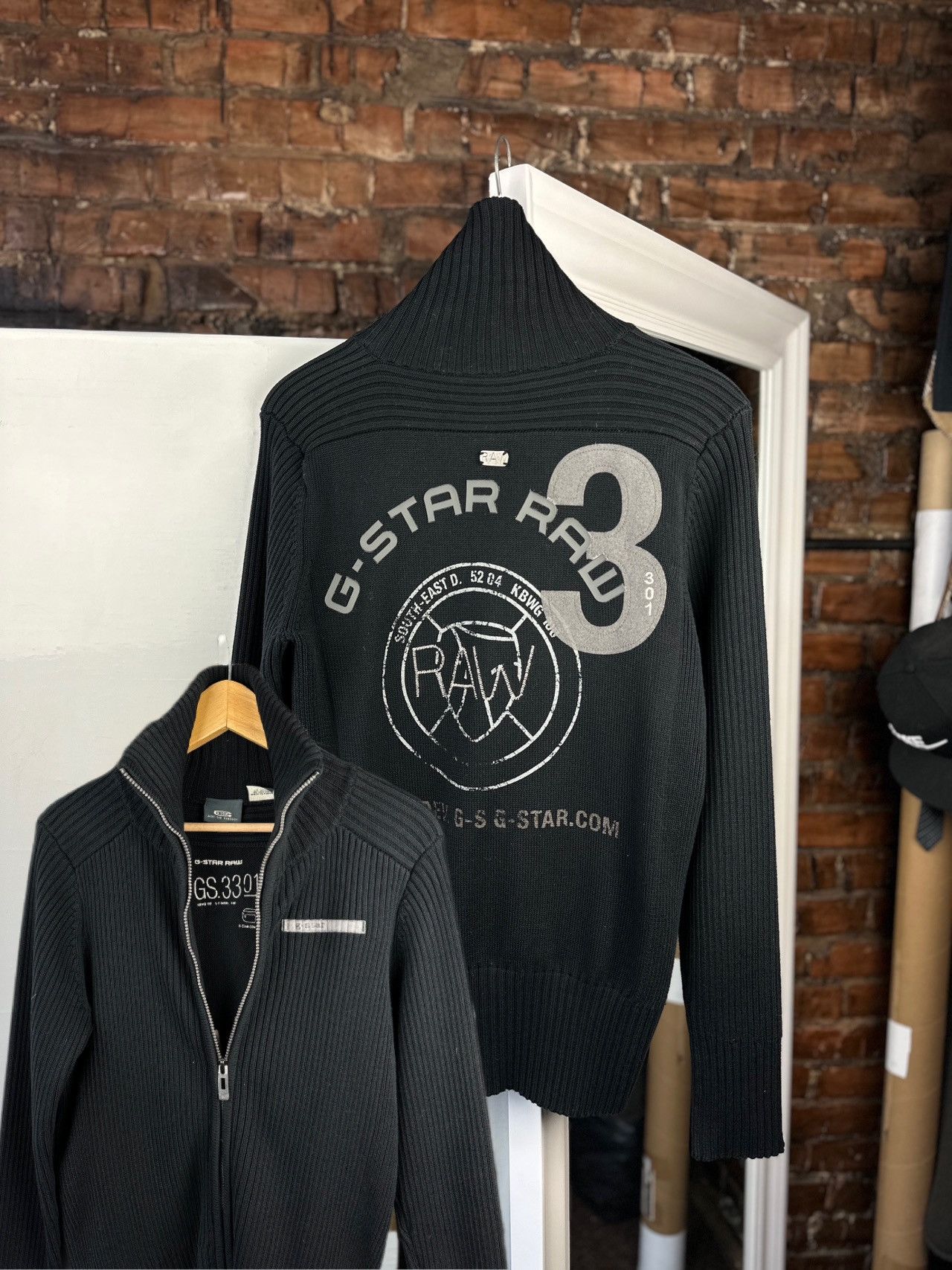 G-Star Mens Knitt Sweater G-Star Raw Full Zip Big Logo Black Size US M / EU 48-50 / 2 - 1 Thumbnail