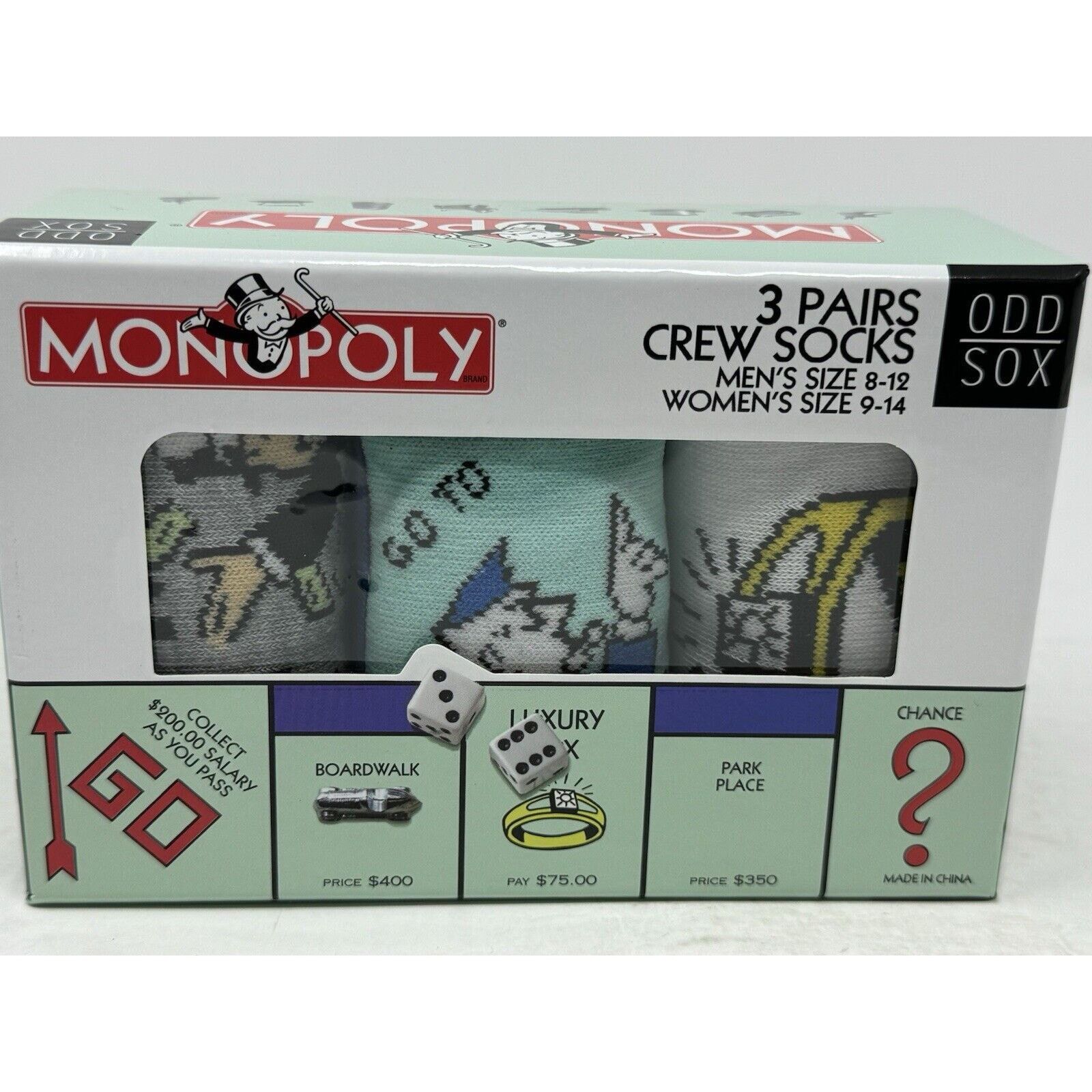 The Unbranded Brand Odd Sox Funny Crew Socks Monopoly Board Game Large Men 8-12 Size ONE SIZE - 4 Thumbnail