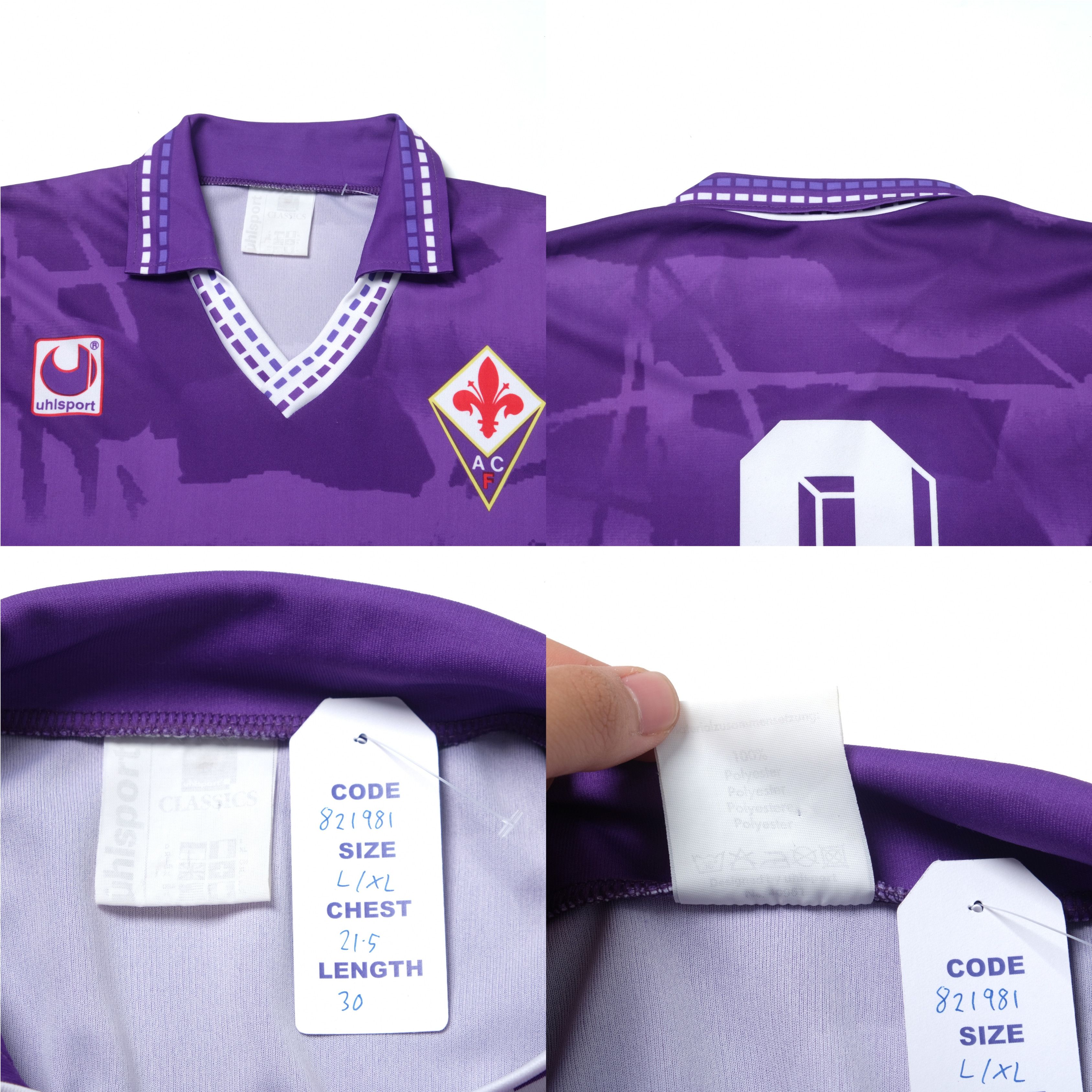 Other 1994/95 Fiorentina Home Shirt Uhlsport (L/XL) Size US L / EU 52-54 / 3 - 4 Thumbnail