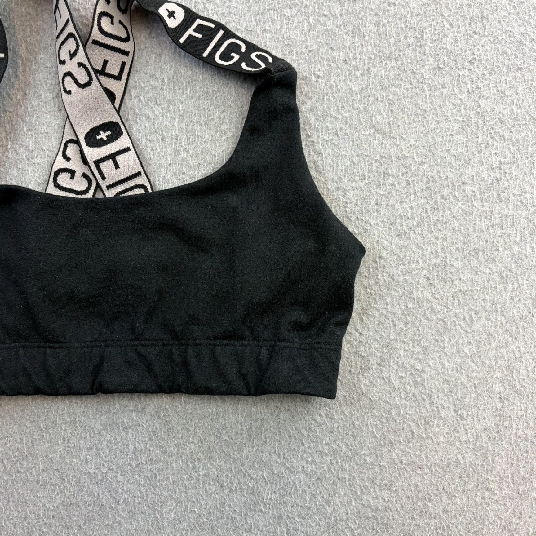 Vintage FIGS Sports Bra Womens Small Black Logo Crossback Gym Yoga Athletic Activewear Size ONE SIZE - 3 Thumbnail