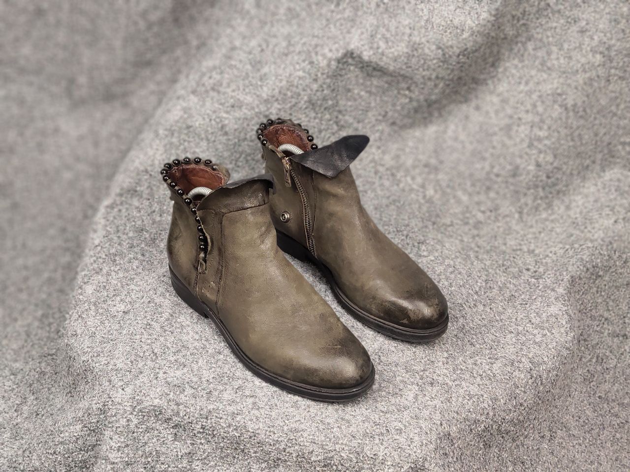 A.S.98 A.S.98 Airstep Design Swamp green Ankle Zip Leather Boots Size US 10 / IT 40 - 3 Thumbnail