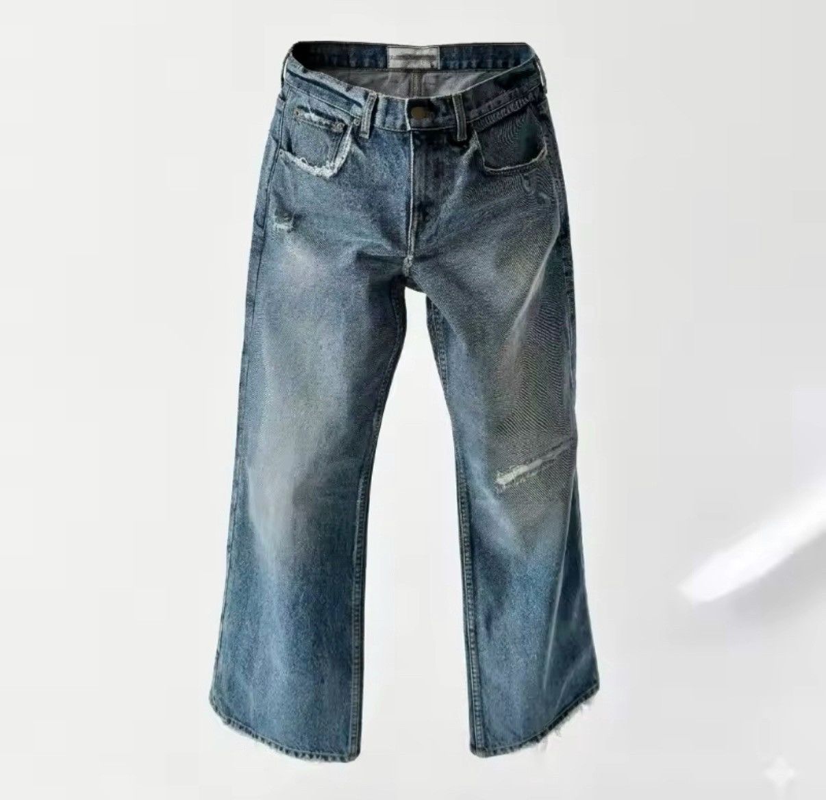 Jean Distressed Baggy Streetwear Straight Vintage Style Jeans Size US 32 / EU 48 - 7 Thumbnail
