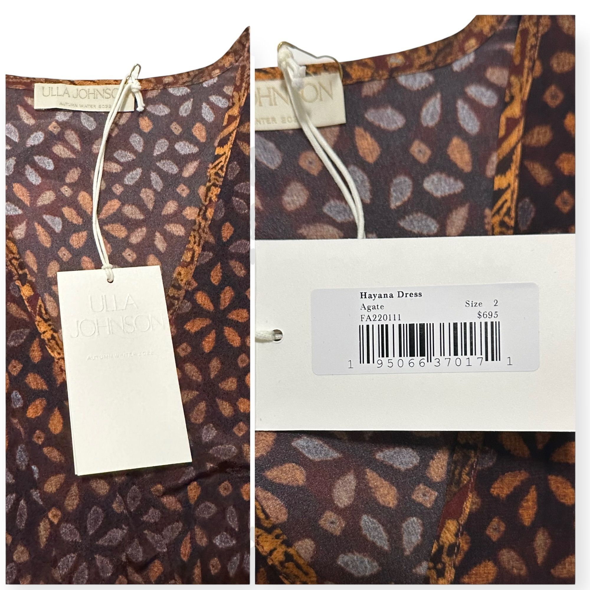 Ulla Johnson Ulla Johnson Hayana Dress in Agate, Size 2, NWT, 100% Silk Size XS / US 0-2 / IT 36-38 - 4 Thumbnail
