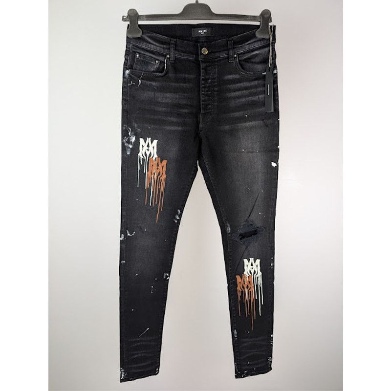Amiri o1rshd1 MA Drip Skinny Denim Jeans in Aged Black Size US 34 / EU 50 - 2 Thumbnail