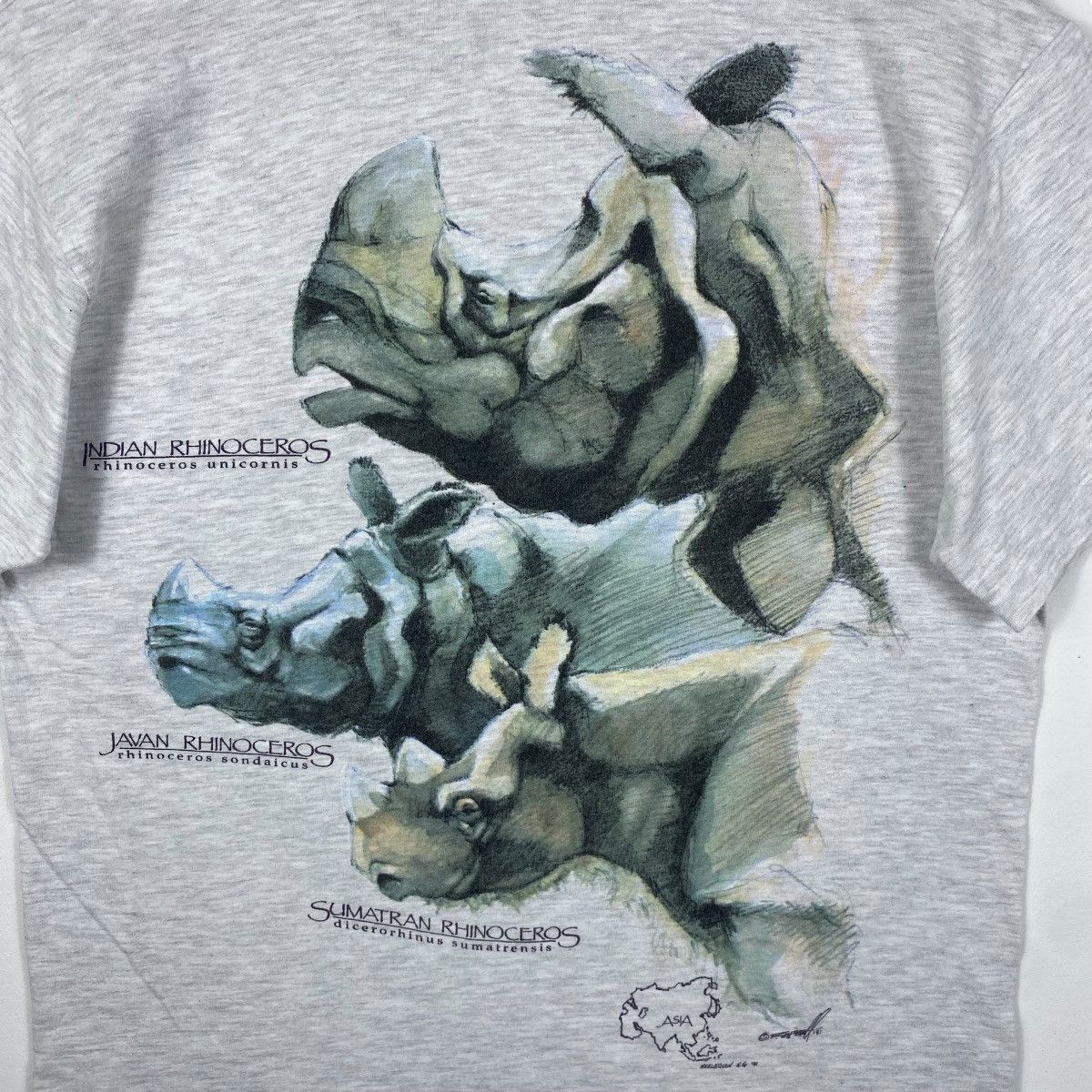 Hanes Vintage 90's RHINOCEROS SPECIES By Harlequin Graphic Animal Size US M / EU 48-50 / 2 - 6 Thumbnail