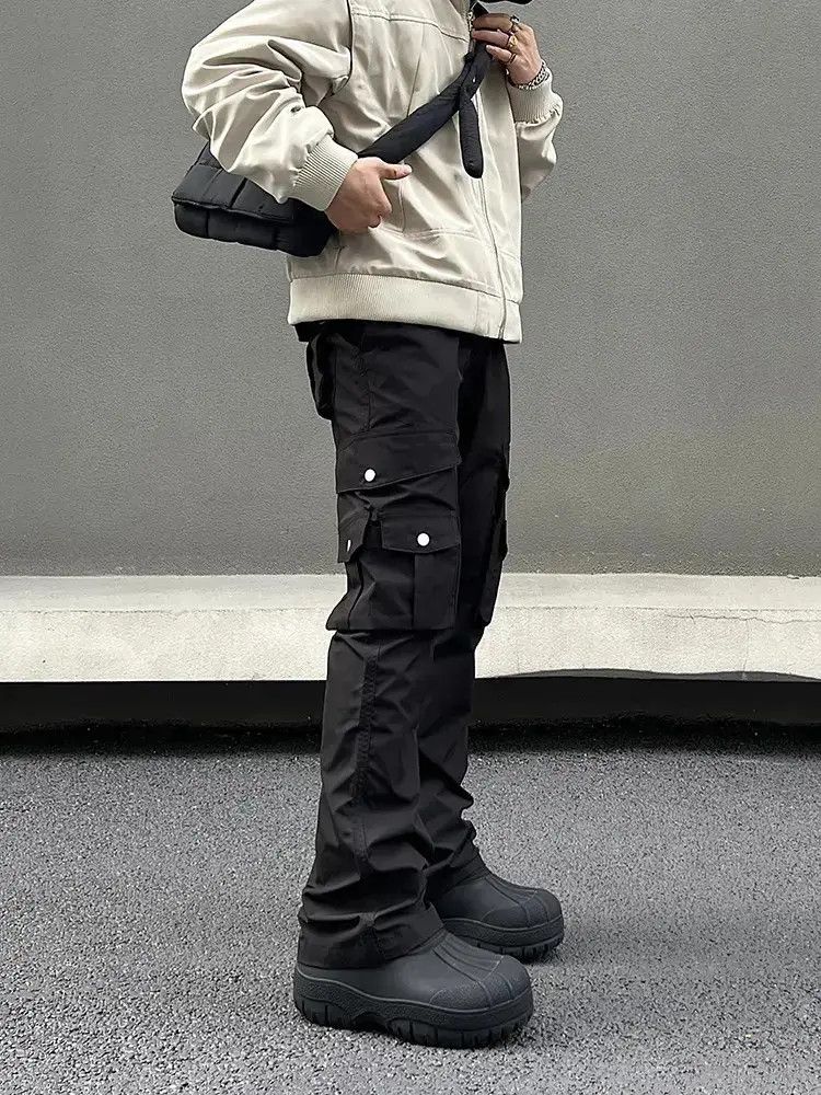 Japanese Brand Black multi pocket micro flared casual pants Size US 32 / EU 48 - 3 Thumbnail