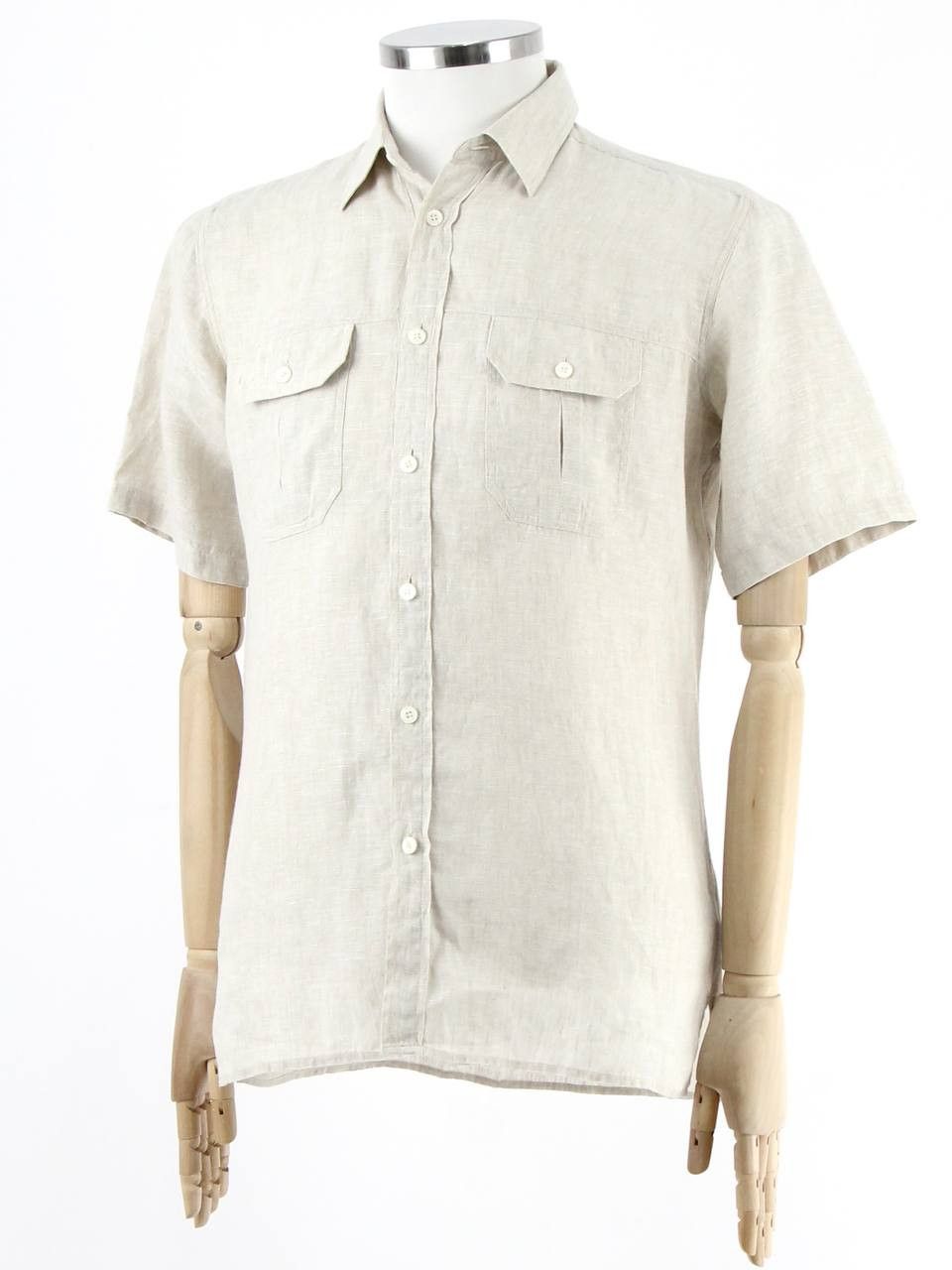 Gran Sasso GRAN SASSO Beige linen shirt Size US M / EU 48-50 / 2 - 2 Thumbnail