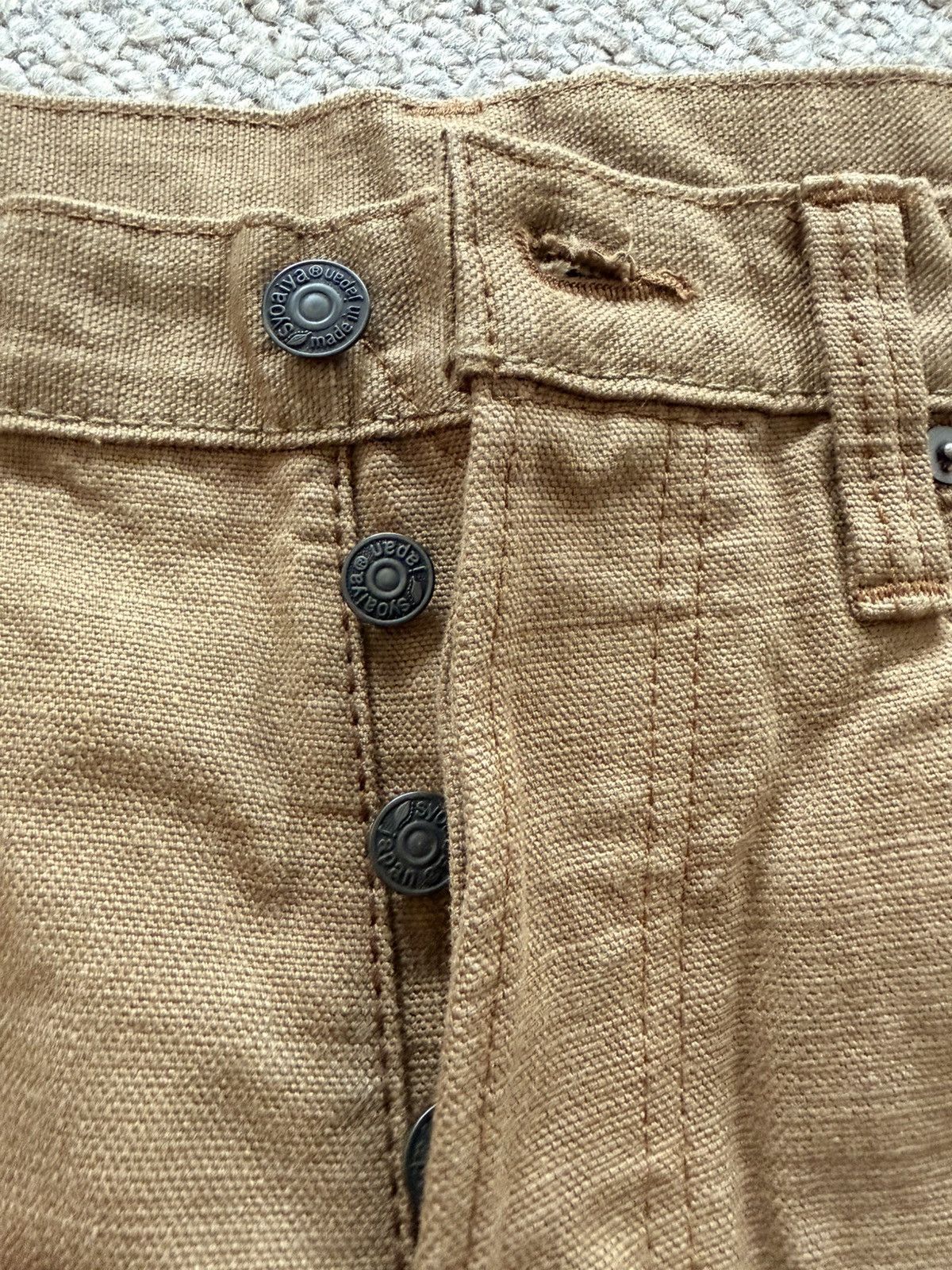 Japan Blue 1175 13.5oz Duck Canvas Pants Relaxed Tapered Fit Size US 33 - 2 Thumbnail