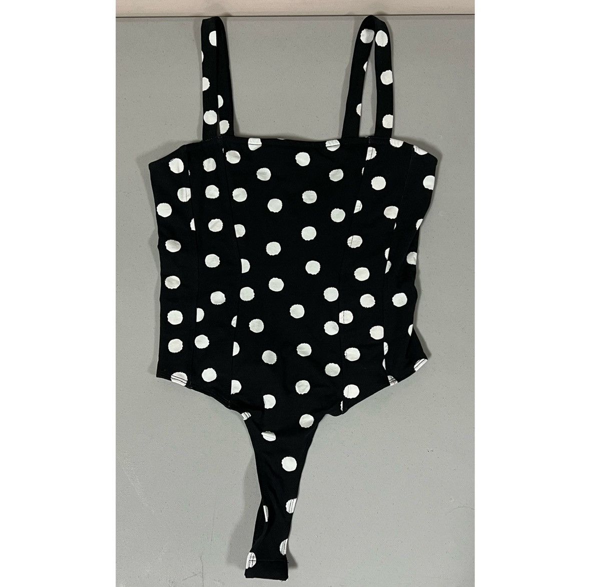Vintage Black White Polka Dot Top Shirt Blouse Bodysuit Size M 🤍🖤 Size M / US 6-8 / IT 42-44 - 1 Thumbnail