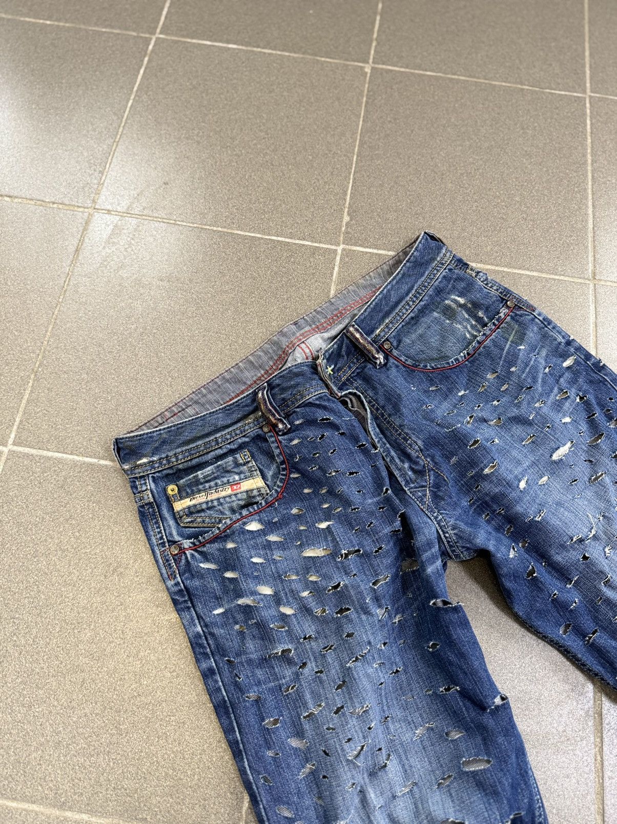 Diesel × Japanese Brand Jeans Dirty Pants faded crash denim thrashed y2k distressed Size US 34 / EU 50 - 5 Thumbnail
