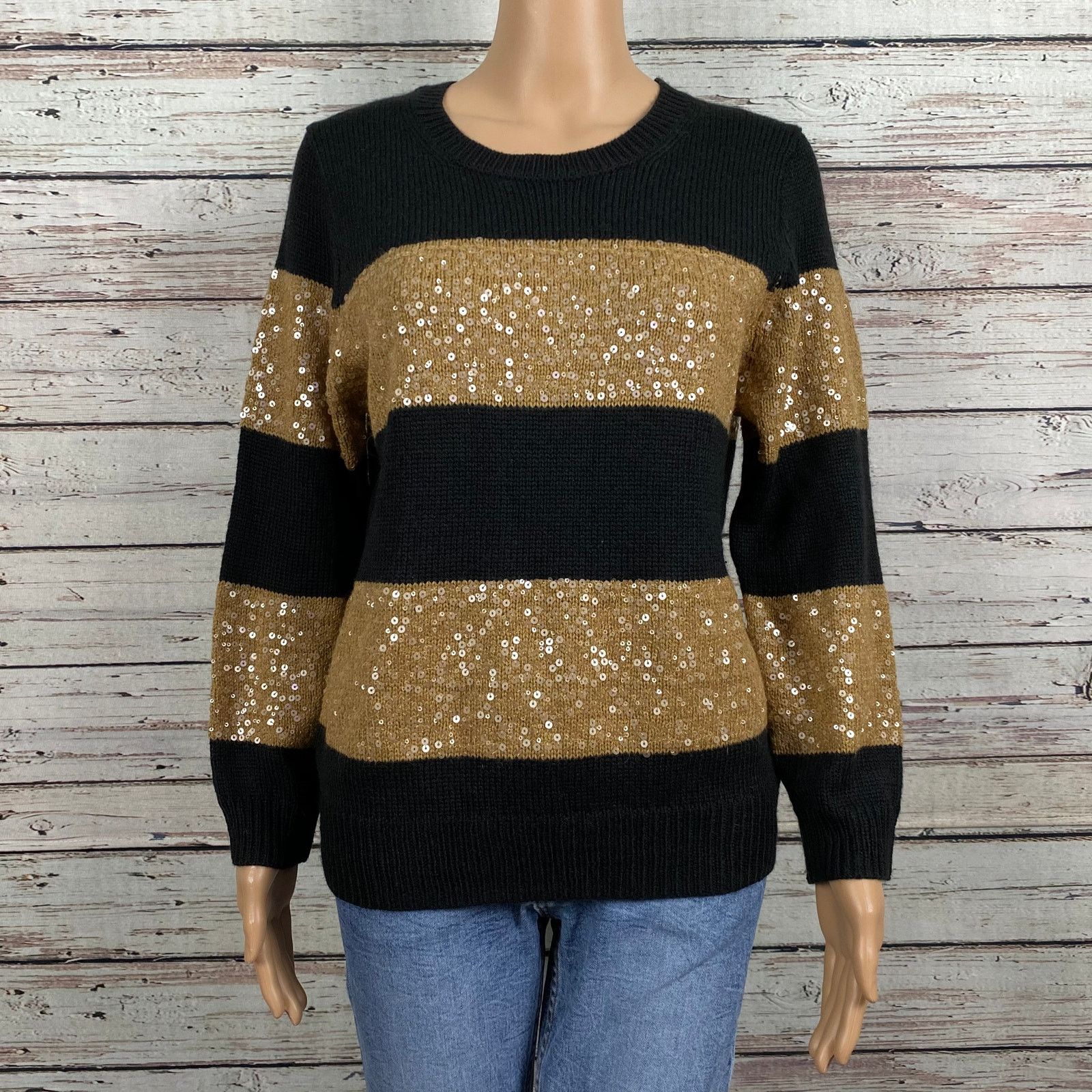Isaac Mizrahi Isaac Mizrahi Elsie Wool Blend Sequin Stripe Sweater Medium Size M / US 6-8 / IT 42-44 - 8 Thumbnail