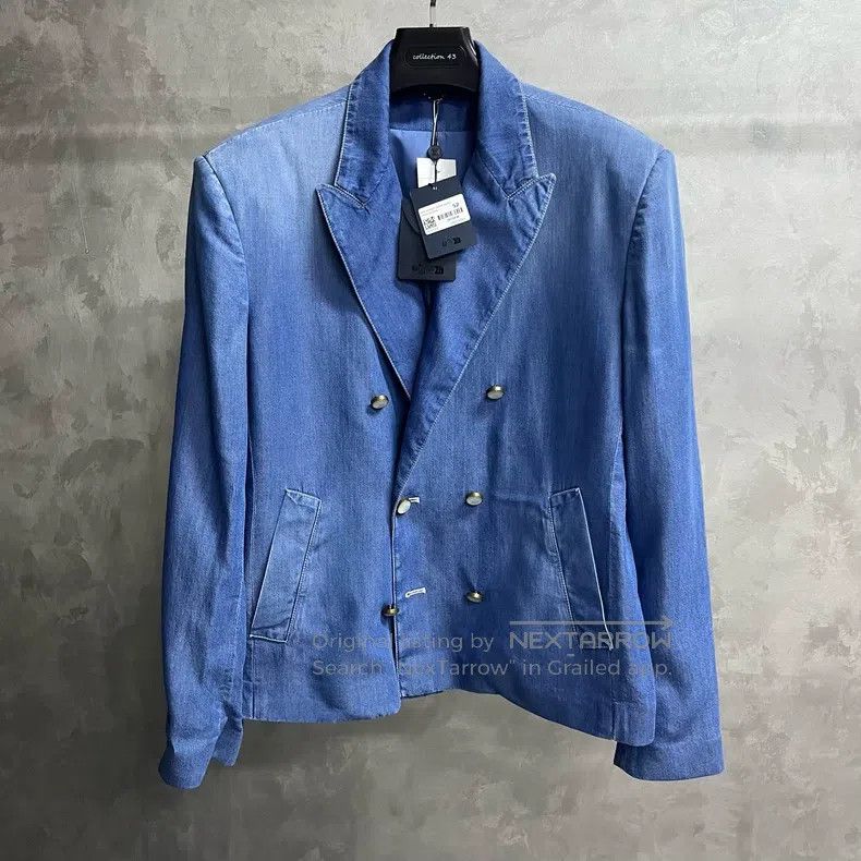 Louis Vuitton Louis Vuitton 24 Blue Solid Double Breasted Straight Long Size US L / EU 52-54 / 3 - 1 Thumbnail