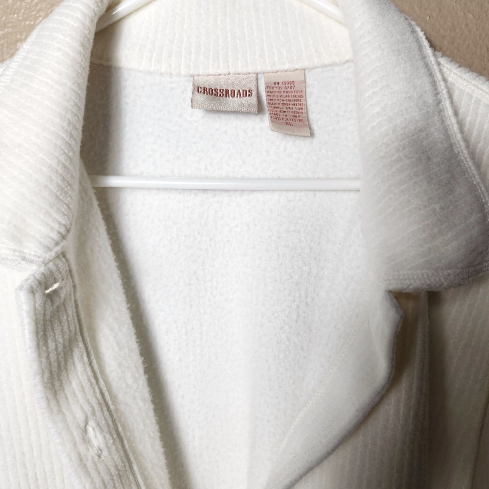 Vintage VINTAGE Crossroads Cream Heavy Fleece Button Front Shirt Jacket Shacket XL Women Collared Pockets 26" Chest 32" Length Size XL / US 12-14 / IT 48-50 - 6 Thumbnail