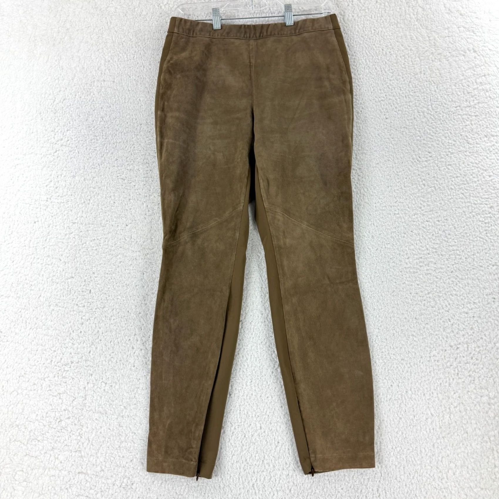 Vintage Lafayette 148 Murray Pant Womens Medium Brown Cropped Ankle Zip Pull On Stretch Size 32" / US 10 / IT 46 - 2 Thumbnail
