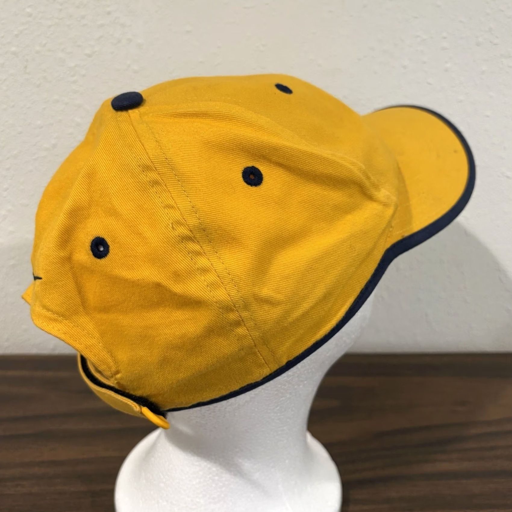 Nike VTG 90s Nike Dad Cap Swoosh Yellow Navy Cotton Canvas Adjustable One Size Unisex Adults Michigan Wolverines Hat Strapback Size ONE SIZE - 4 Thumbnail