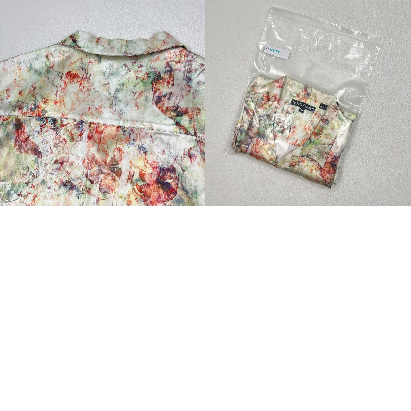 Vintage Paper Planes Wallpaper Shirt Mens XL White Floral Resort Clubbing Camp Button Up Size US XL / EU 56 / 4 - 8 Thumbnail