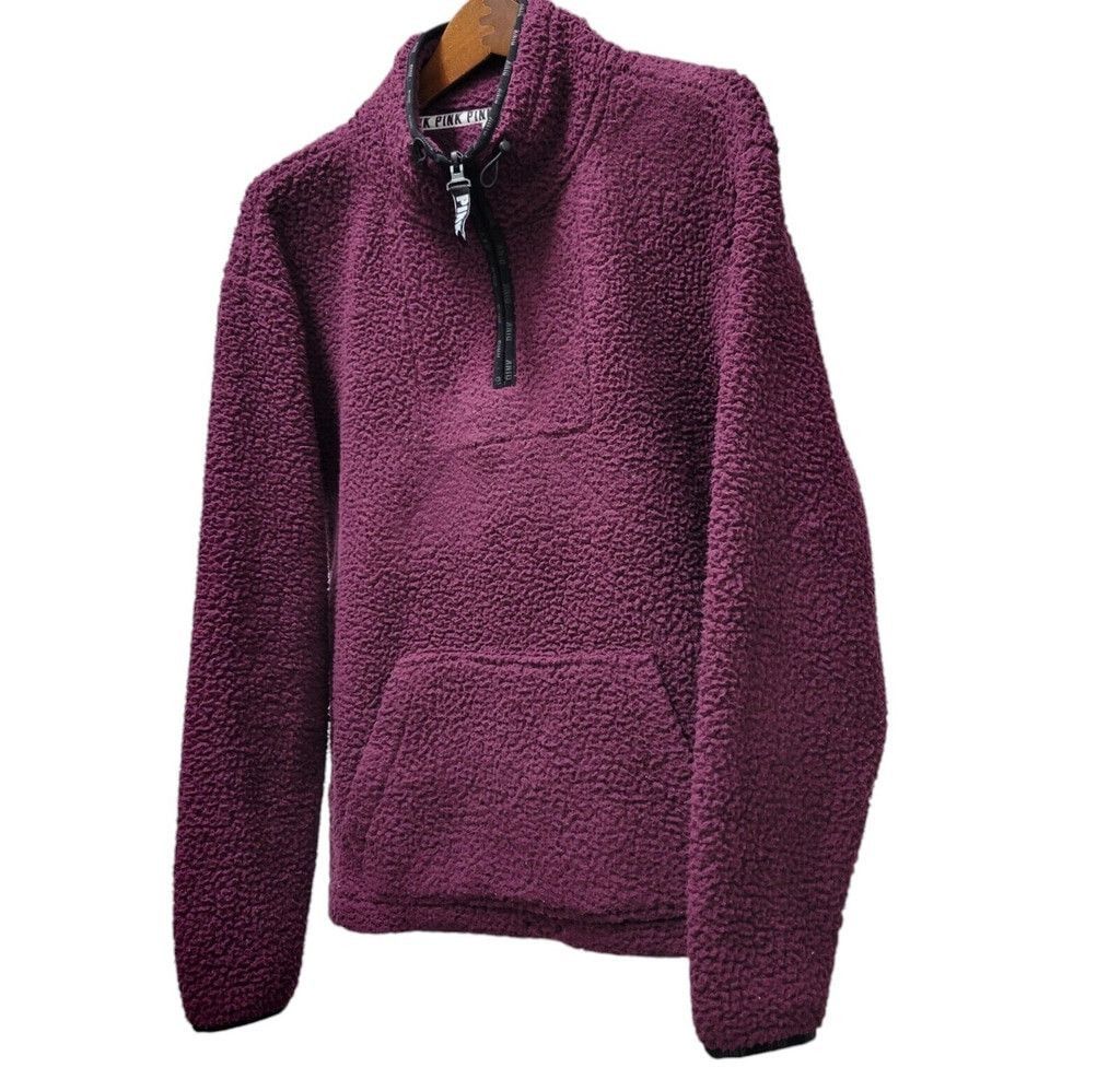 Victoria's Secret Victoria's Secret Pink Quarter Zip Sherpa Pullover Women's Size L / US 10 / IT 46 - 4 Thumbnail