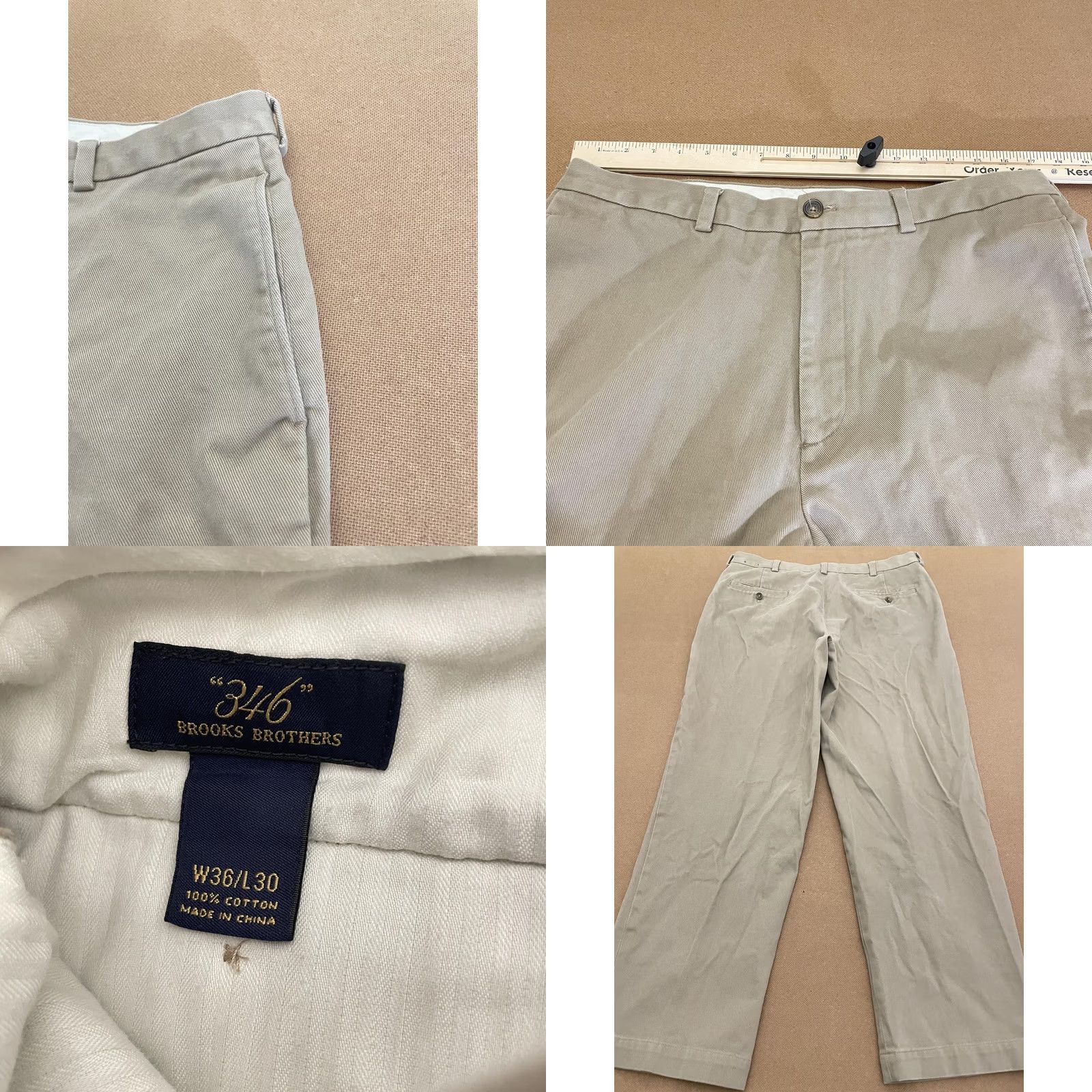 Brooks Brothers VINTAGE Brooks Brothers 346 Pants Mens 36x30 Khaki Beige Cotton Flat Front Chinos Size US 36 / EU 52 - 8 Thumbnail