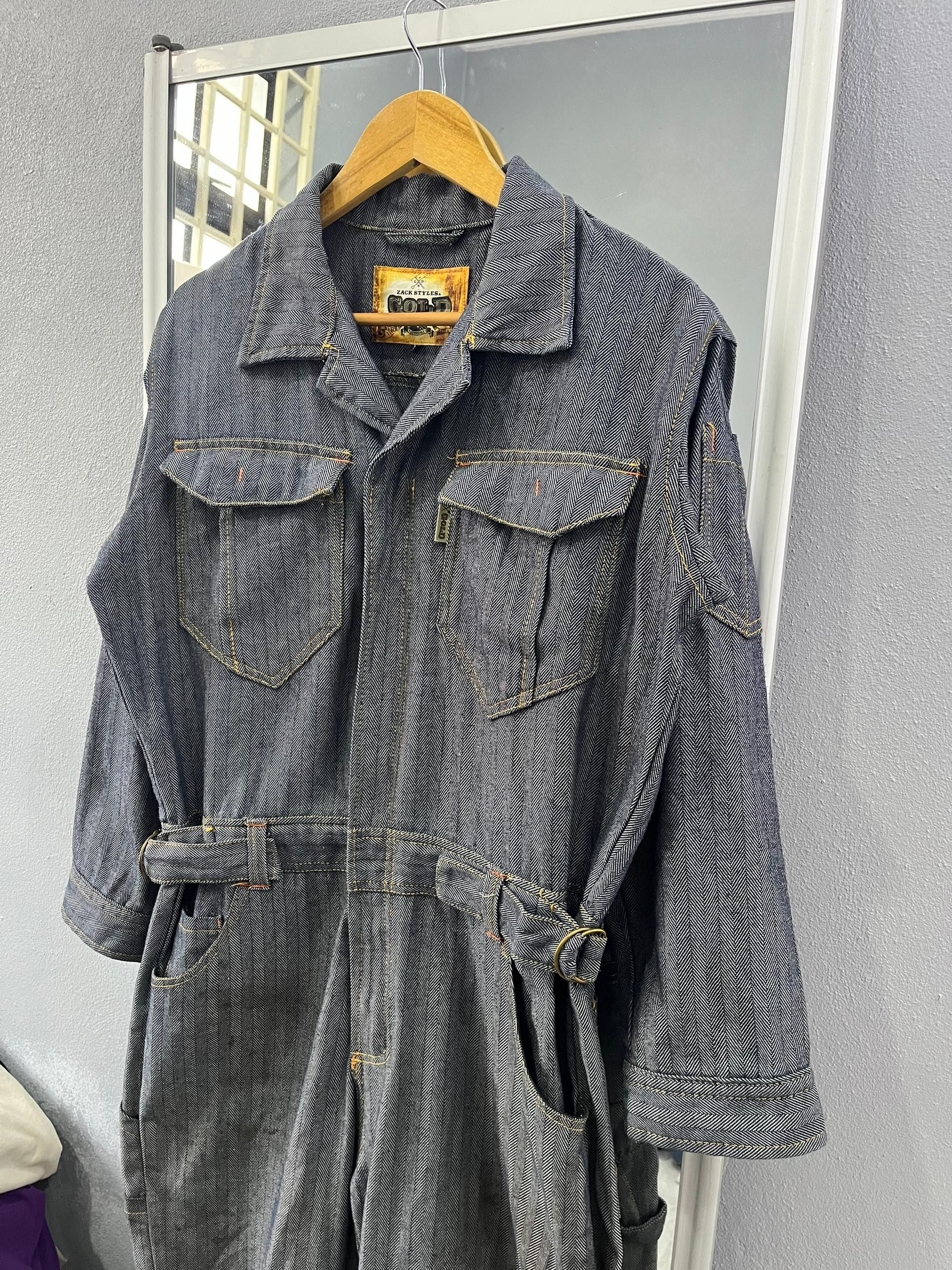 Japanese Brand Zack Styles Gold Herringbone Denim Coverall Size US S / EU 44-46 / 1 - 2 Thumbnail