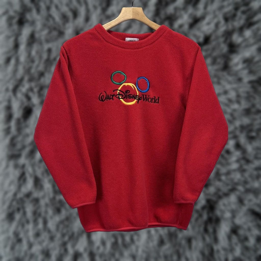 Disney Vintage Walt Disney World Fleece Pullover Shirt Sz S Red Unisex 90’s Mickey Ears Logo Embroidered Graphic Print Sweatshirt Pullover Size US S / EU 44-46 / 1 - 1 Thumbnail