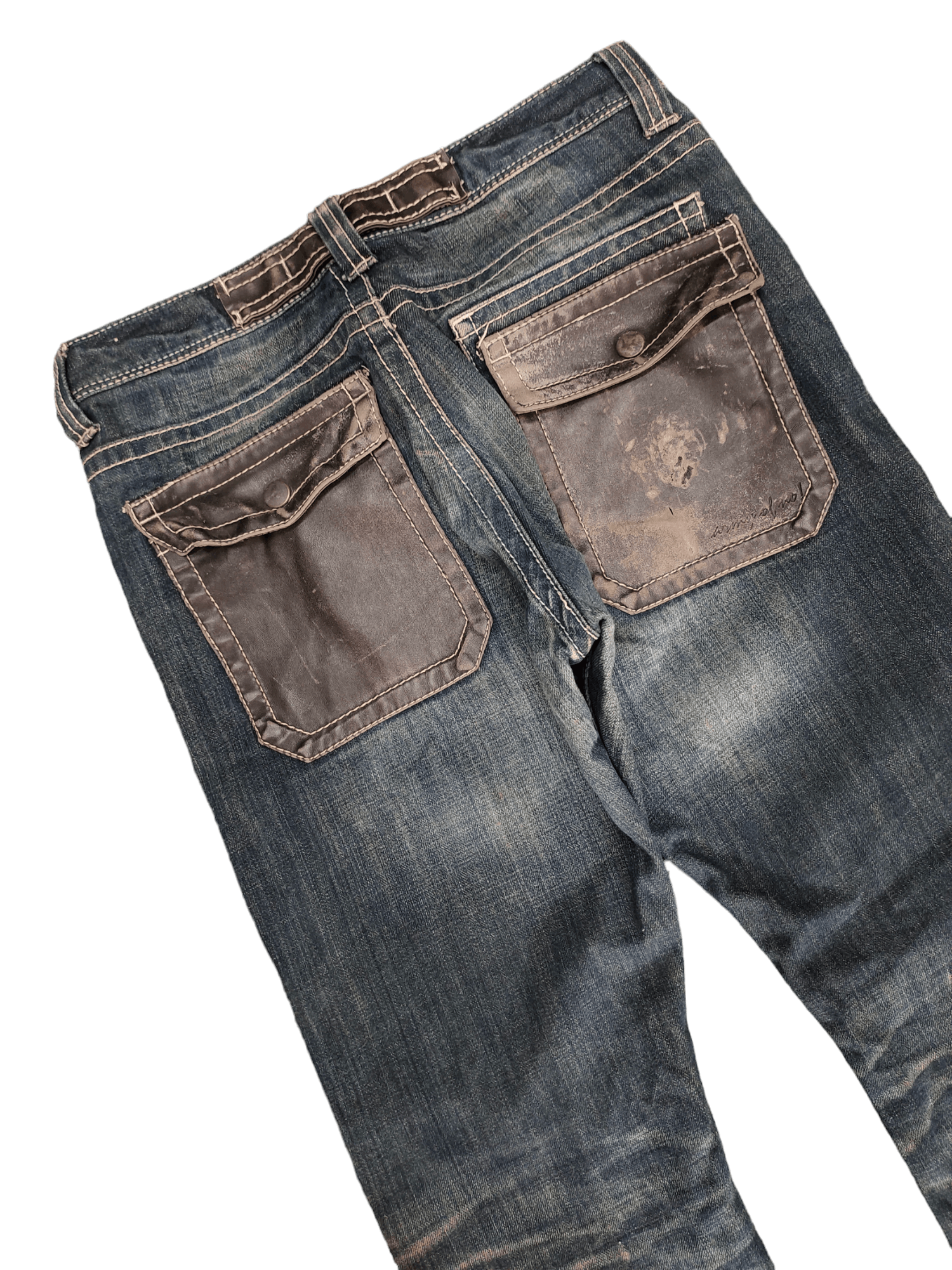 If Six Was Nine Flare Jeans Trim Co Leather Distress Faded Boot Cut Y2k Size US 31 - 5 Thumbnail