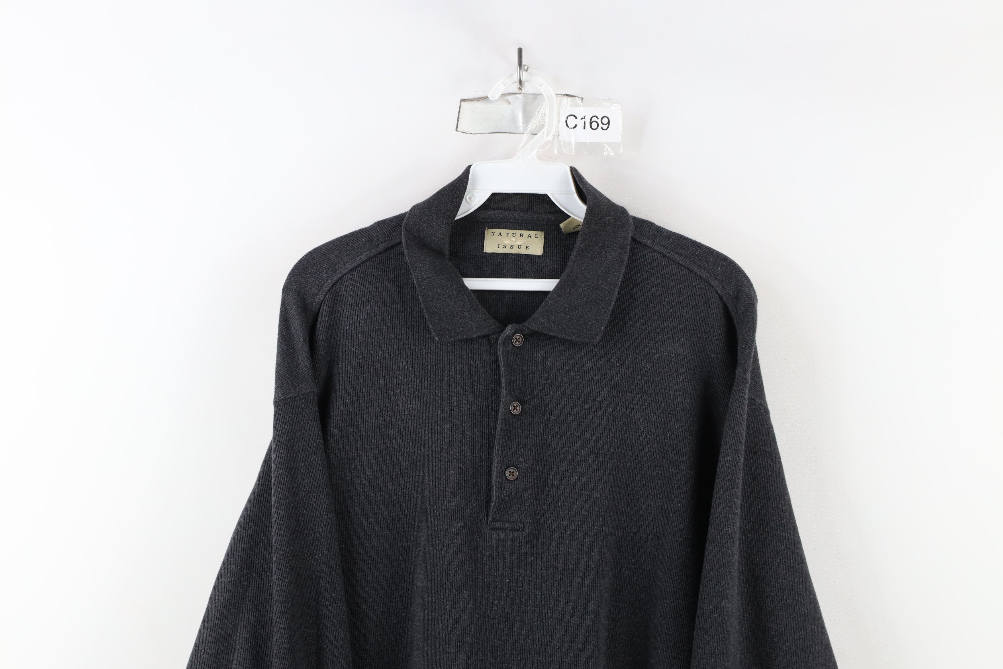 Vintage Vintage 90s Streetwear Heavy Ribbed Knit Long Sleeve Polo Size US M / EU 48-50 / 2 - 2 Thumbnail