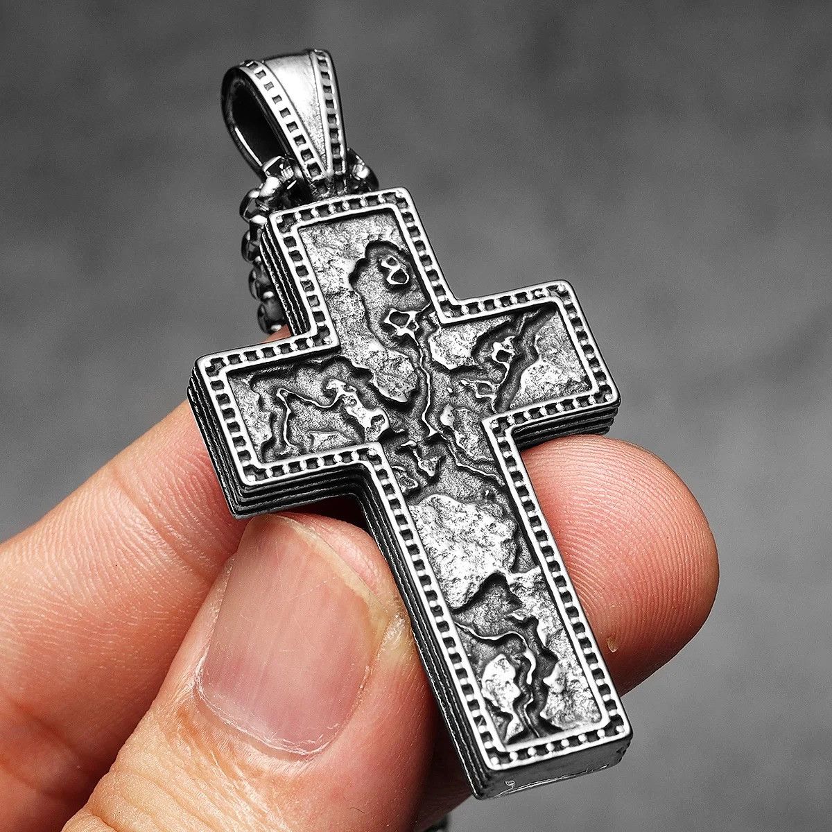 Other Skull Texture Cross Pendant Accessories Necklace Gifts Size ONE SIZE - 6 Thumbnail
