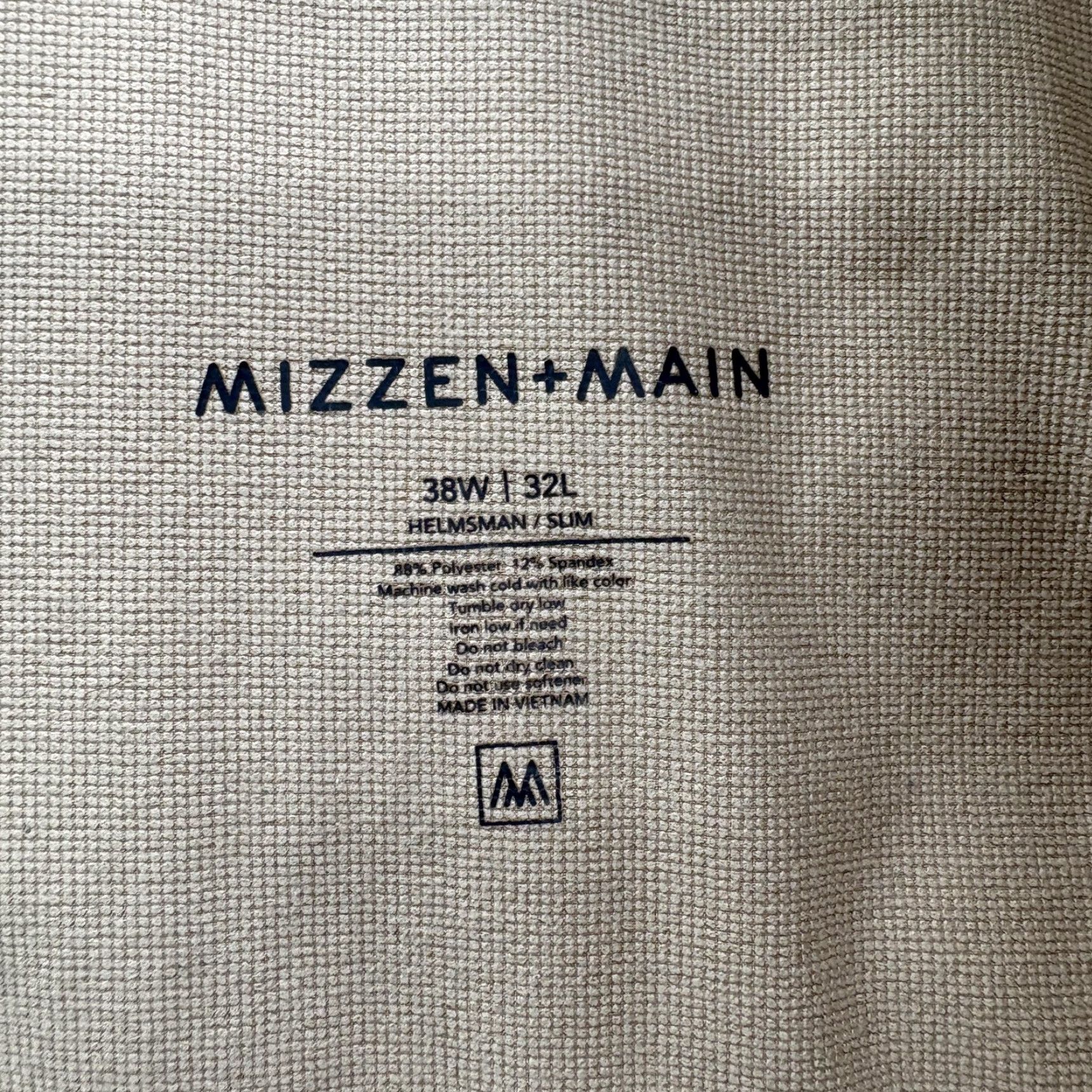 Mizzen+Main Mizzen+Main Pants Mens 38x28 Helmsman Slim Beige Khakis Golf Chino Stretch 88% Polyester 12% Spandex Mens Size US 38 / EU 54 - 5 Thumbnail