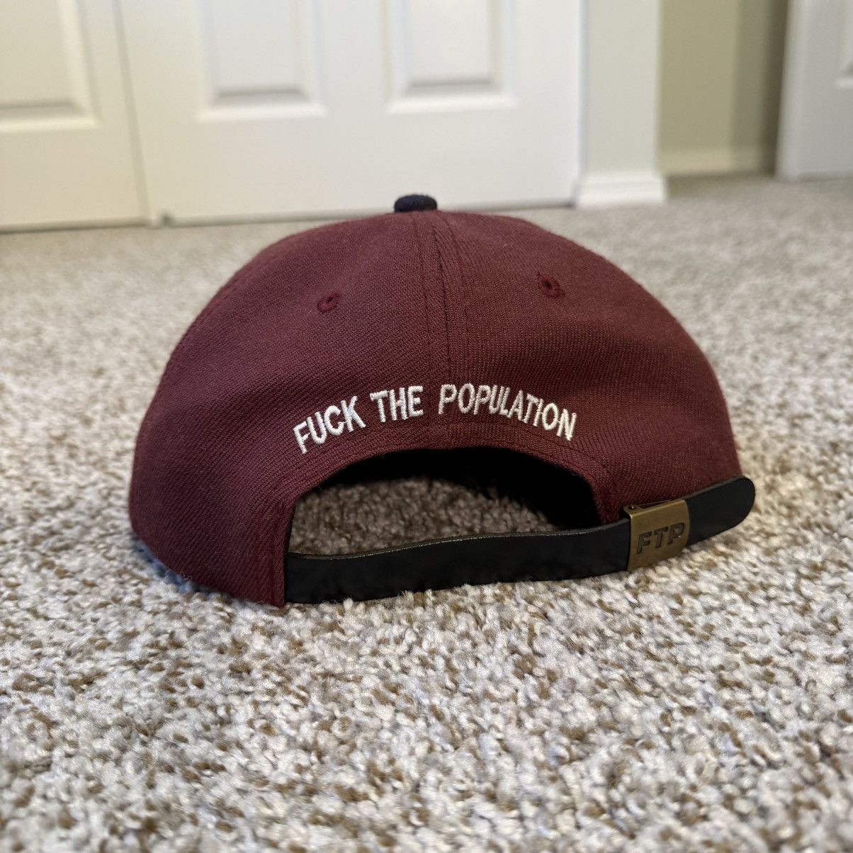 Fuck The Population FTP 6 Panel hat burgundy navy cap Size ONE SIZE - 5 Thumbnail