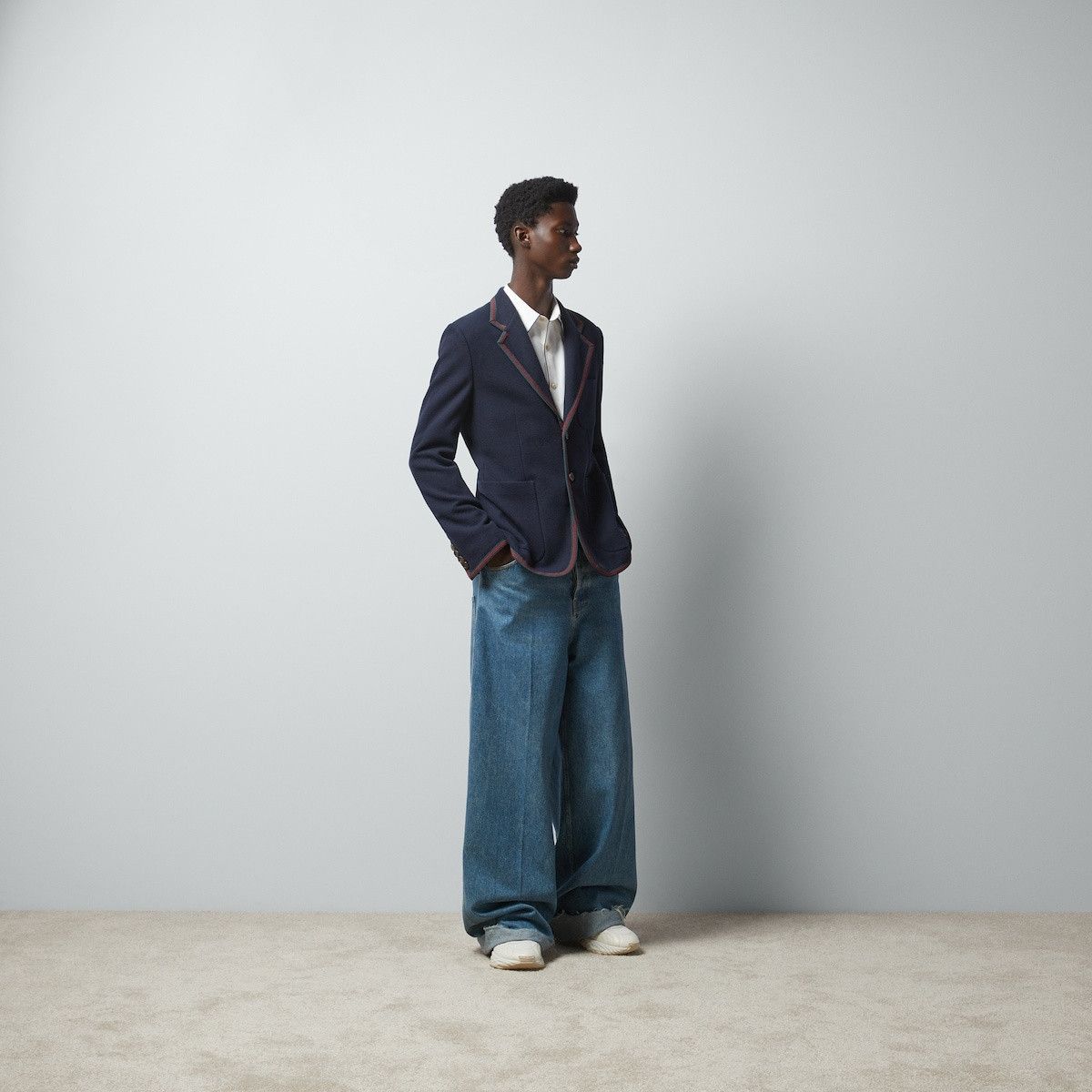 Gucci o1s1wg110125 Cotton Jersey Jacket With Web in Dark Blue Size US S / EU 44-46 / 1 - 4 Thumbnail