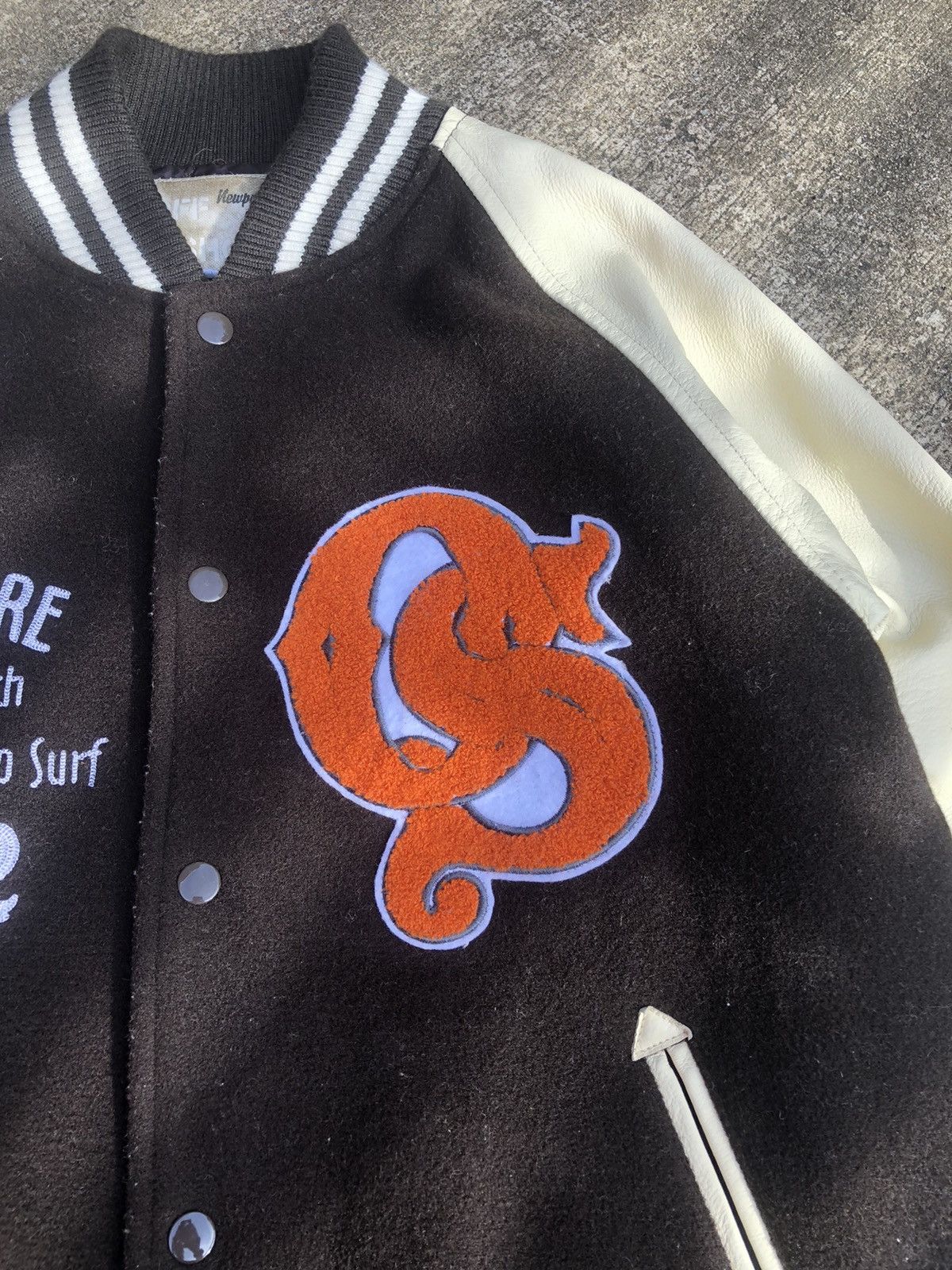 Japanese Brand × Vintage 🔥Accept Offer🔥Vintage Varsity Sleeve Leather Jacket Size US M / EU 48-50 / 2 - 5 Thumbnail