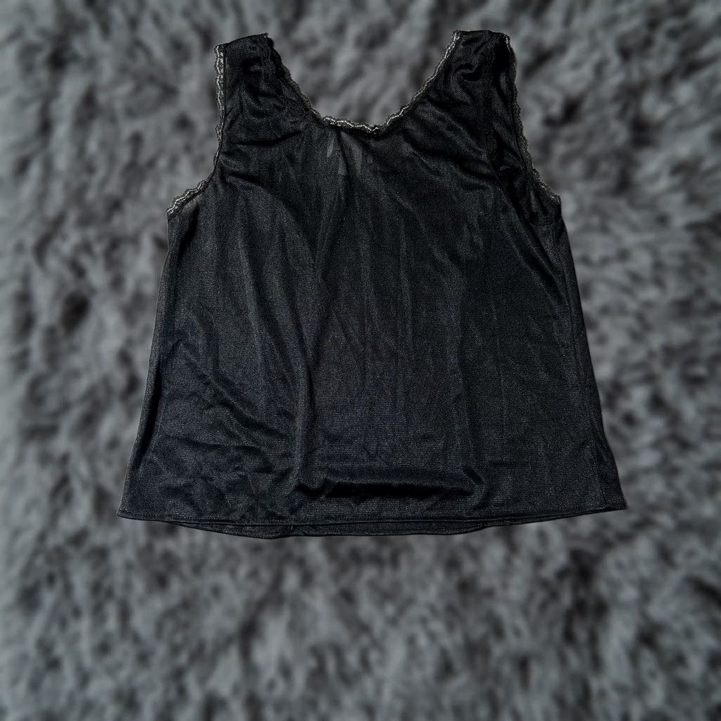 Vintage VINTAGE Metropolitan Cami Shirt Womens Dark Coquette Romantic Layering Classic Feminine Boudoir 1980s Black Lace M Size ONE SIZE - 1 Thumbnail