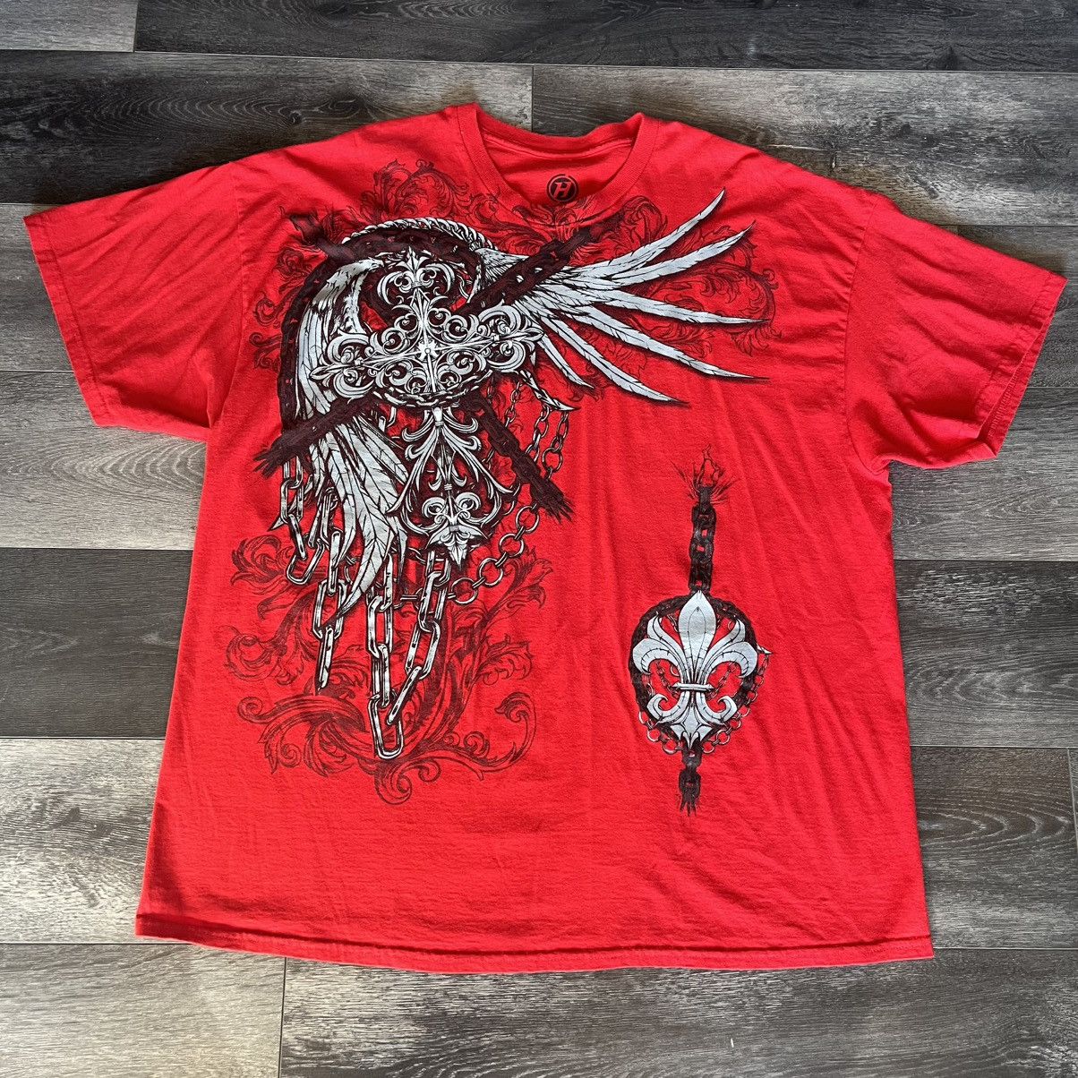 Affliction Vintage 2000s Hybrid Affliction Style Wings Skulls Tee Shirt Size US XXL / EU 58 / 5 - 1 Thumbnail