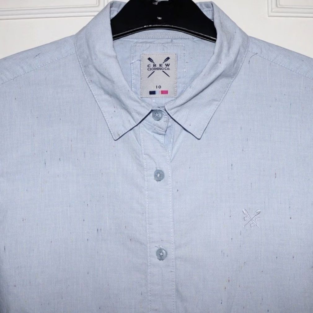 Vintage Crew Clothing Speckled Shirt Size UK 10 Womens Blue Button Up L/S Pre Loved Size L / US 10 / IT 46 - 3 Thumbnail