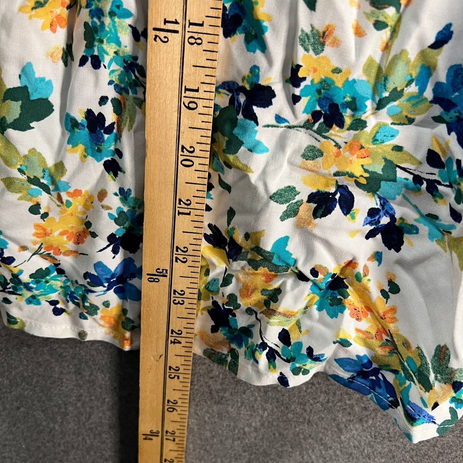 Denim & Co. Denim & Co. Printed Smocked Cuff Woven Blouse White, Large Size L / US 10 / IT 46 - 4 Thumbnail