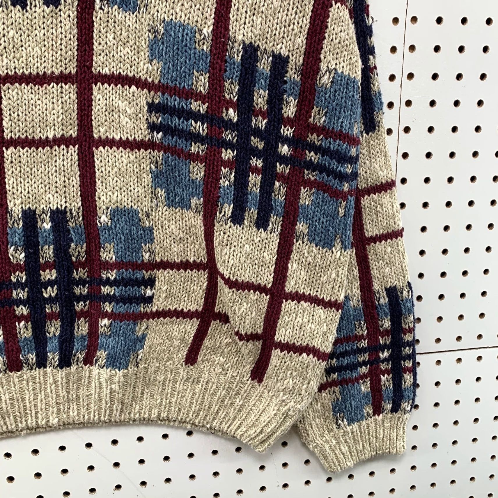 Vintage VINTAGE St. John's Bay Sweater Mens L Beige Plaid Linen Ramie Blend Casual Pullover Knit Crew Neck Winter Fall Spring Men Size US L / EU 52-54 / 3 - 7 Thumbnail