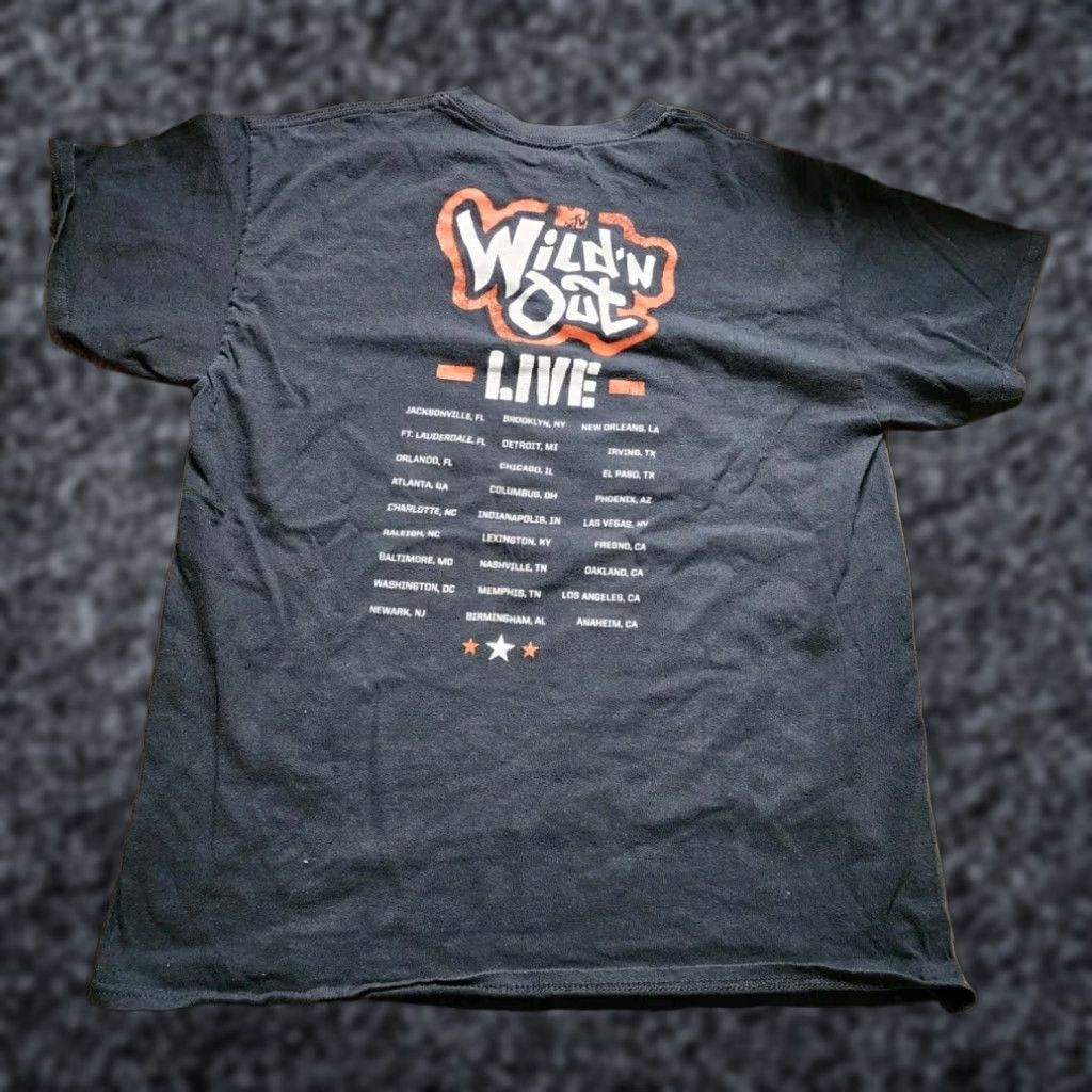 Gildan VINTAGE Gildan Mens Black Graphic T Shirt Wild n Out Tour MTV Show Nick Cannon 90s Retro Double Sided L Size US L / EU 52-54 / 3 - 1 Thumbnail