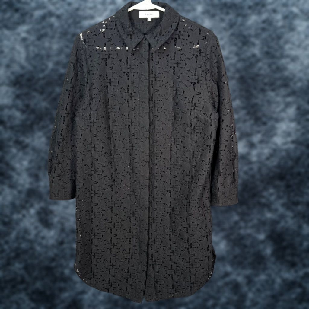 Reiss Reiss Shirt Dress Black Lace 3/4 Sleeve Cotton Blend Size 6 Womens Knotted? (Wait) Size M / US 6-8 / IT 42-44 - 1 Thumbnail